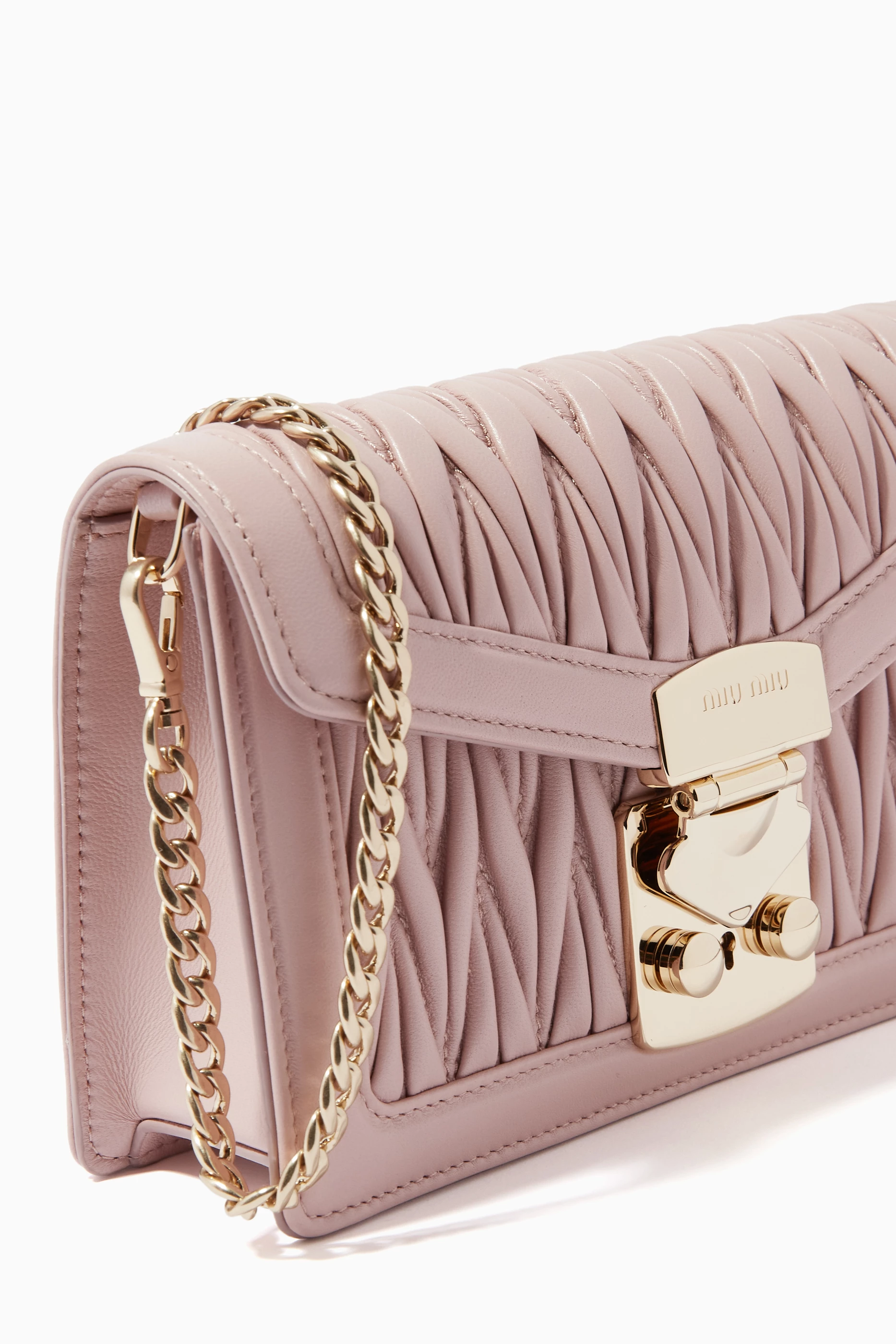Buy Miu Miu Pink Miu Confidential Shoulder Bag in Matelasse Leather For Women Online Ounass UAE