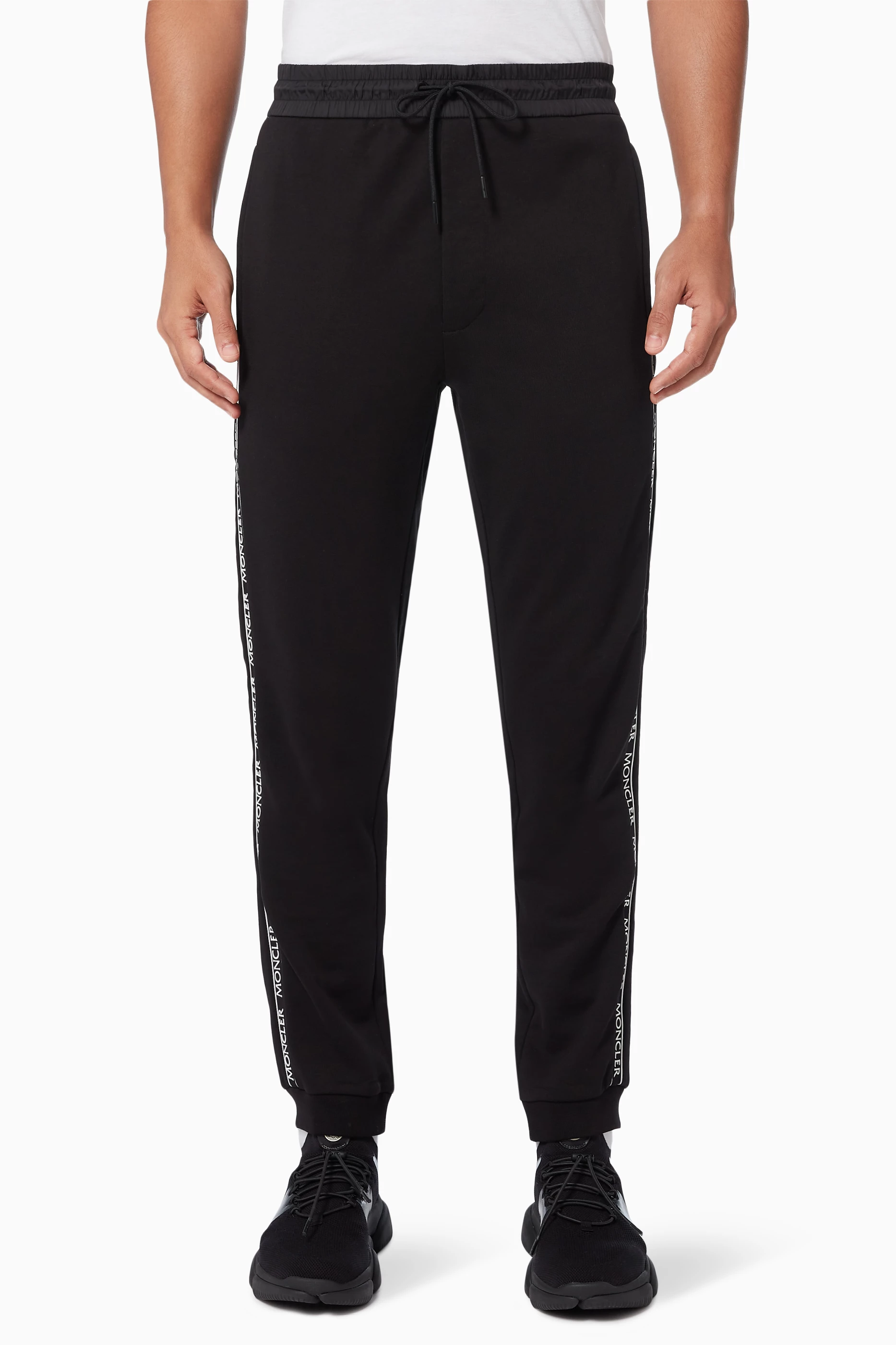 Buy Moncler Black Logo Band Sweatpants in Cotton For Men Online Ounass UAE