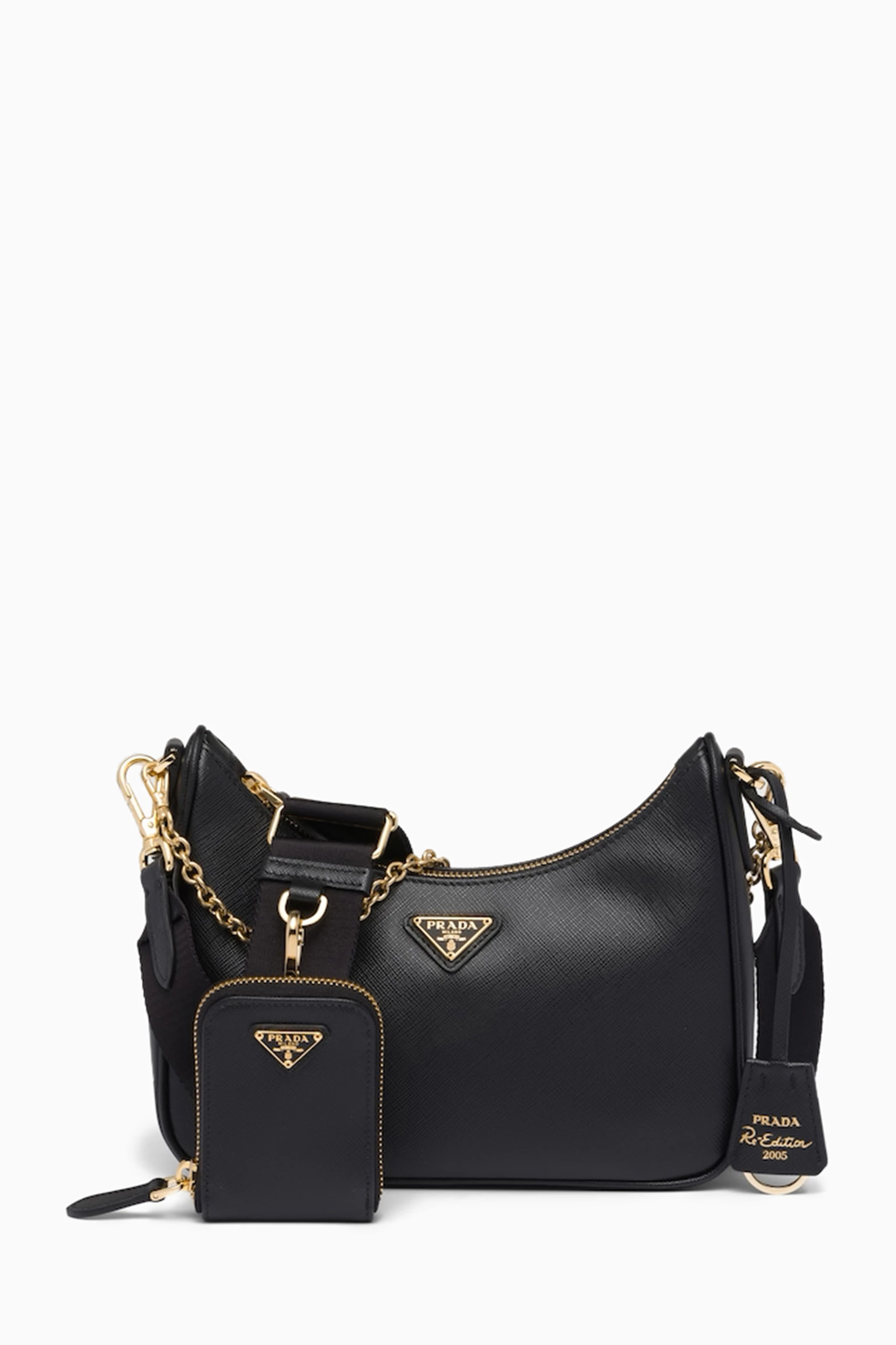 Buy Prada Black Triangle Logo Re edition 2005 Shoulder Bag in Saffiano Leather For Women Online Ounass UAE