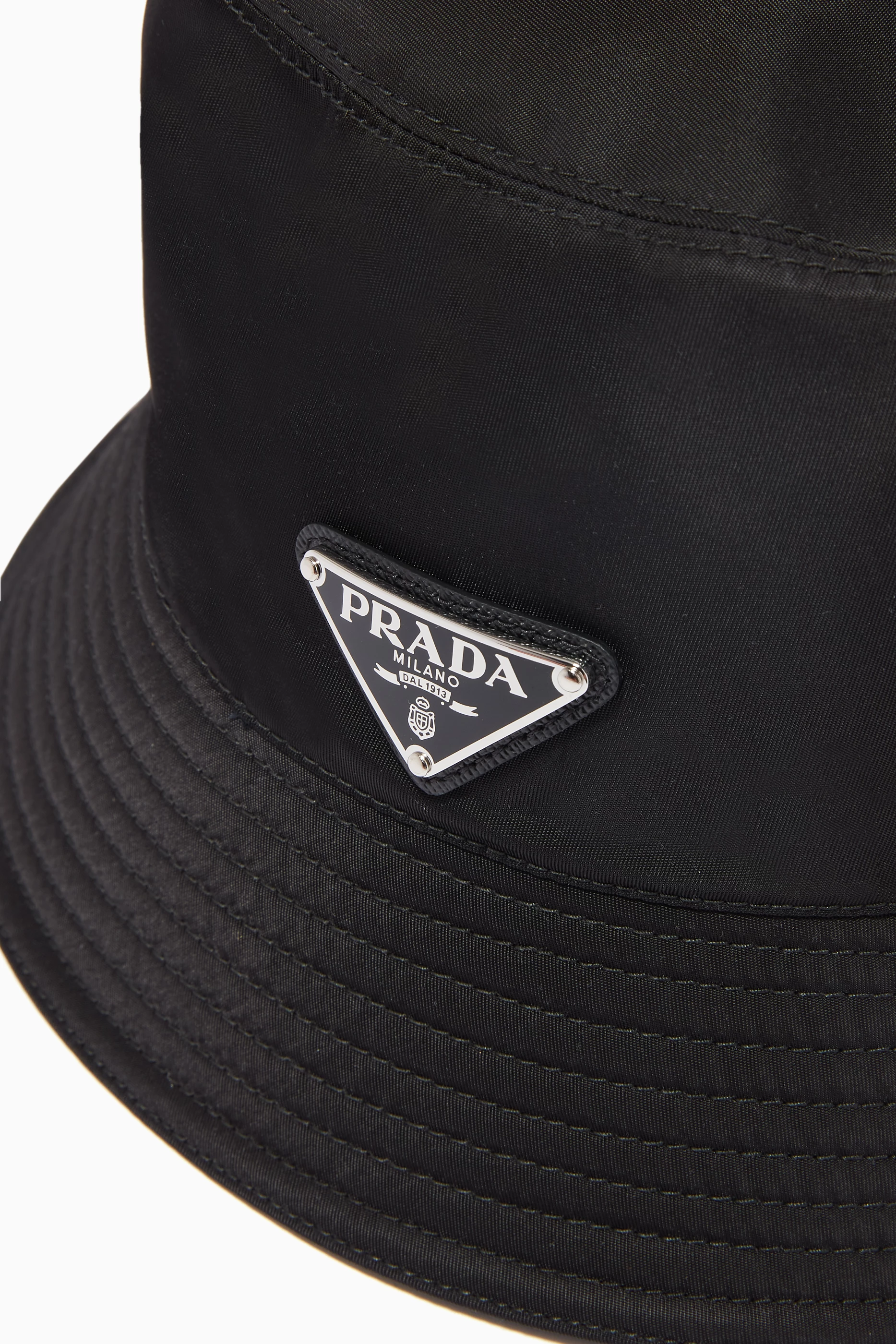 Buy Prada Black Triangle Logo Bucket Hat in Re Nylon For Women Online Ounass UAE