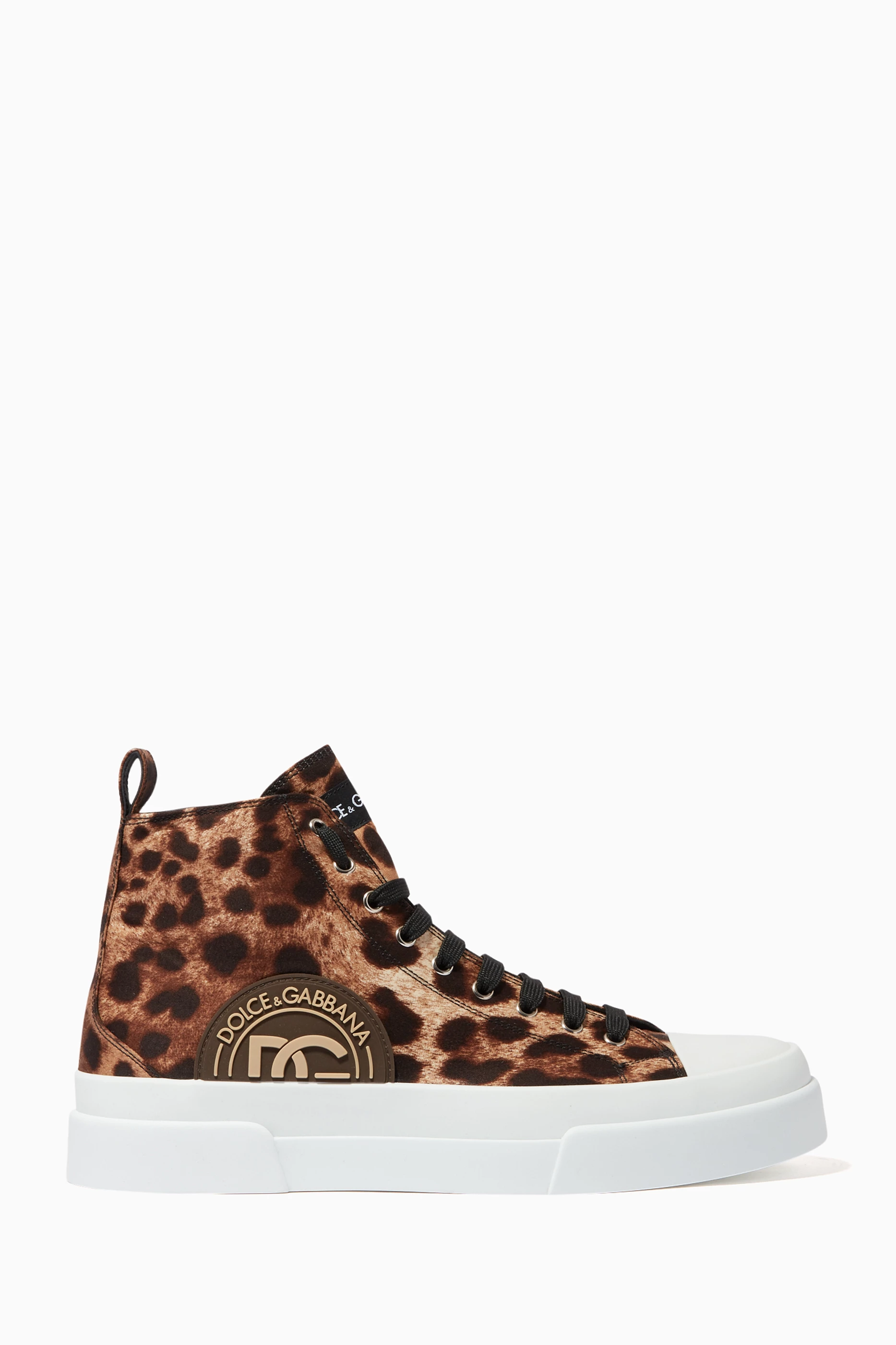 Buy Dolce Gabbana Brown Portofino Light Mid top Sneakers with Leopard Print For Men Online Ounass UAE