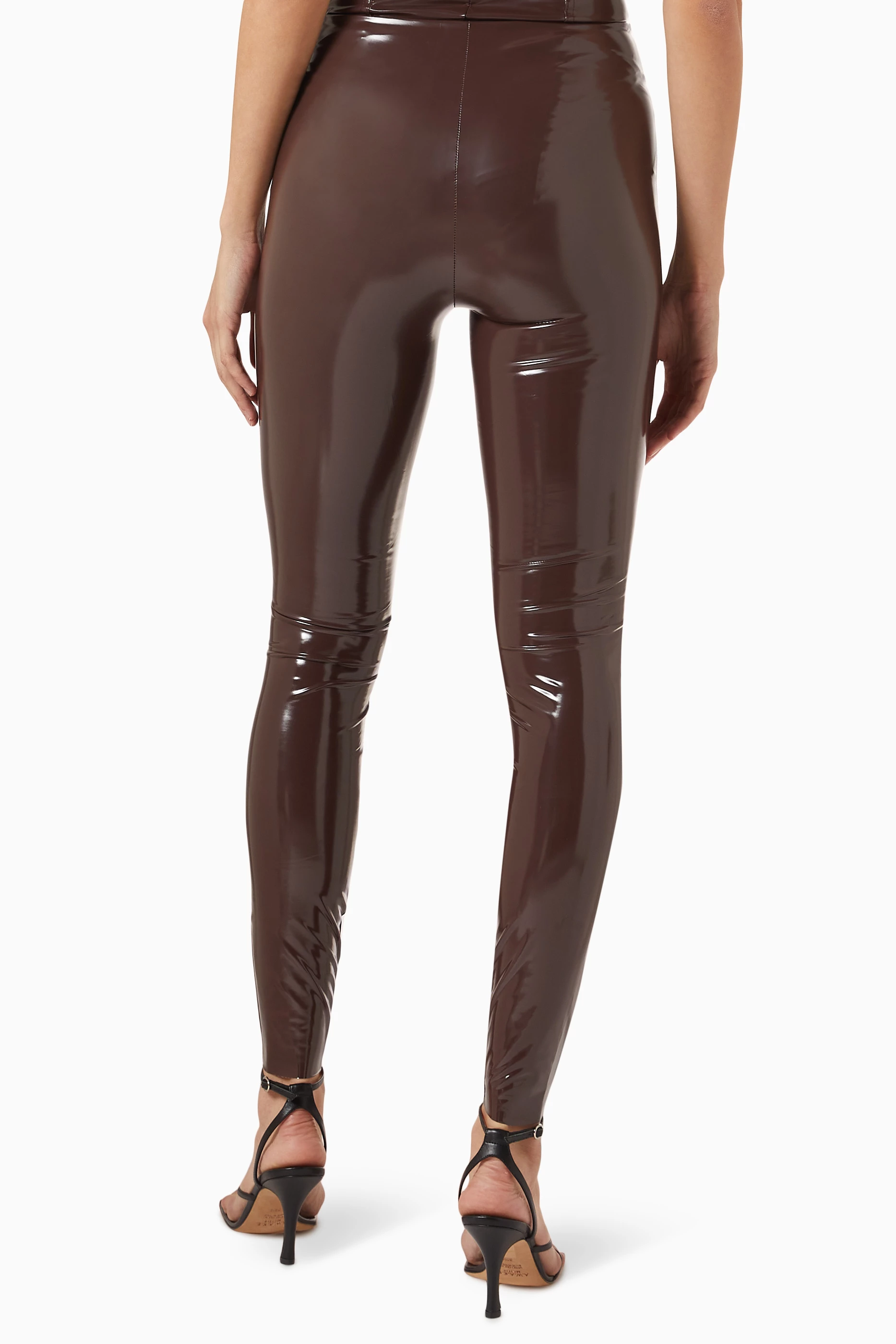 Buy Good American Brown Vinyl Pull on Skinny Leggings For Women Online Ounass UAE
