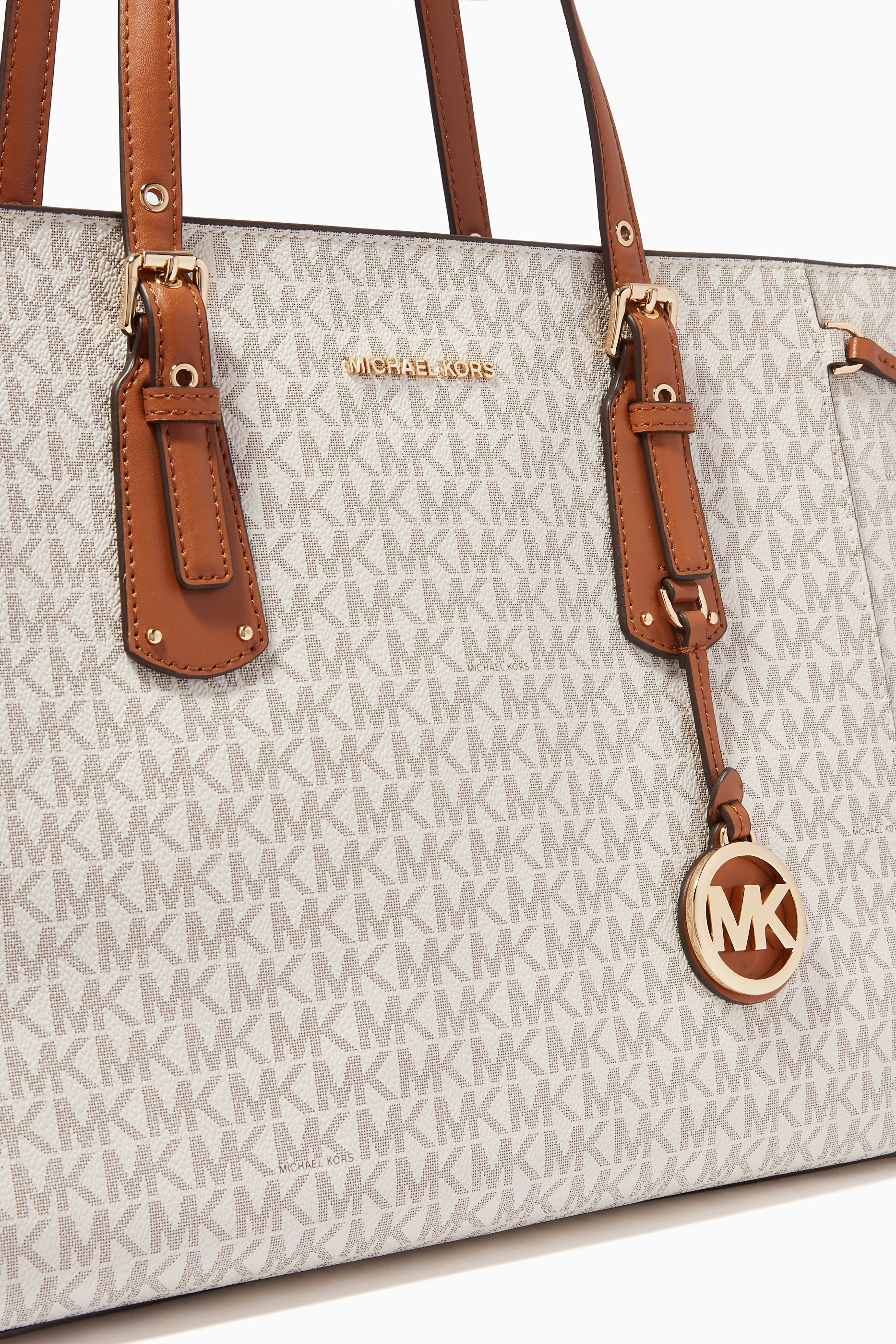 Buy Michael Kors White Medium Voyager Tote Bag in Logo Canvas For Women Online Ounass UAE