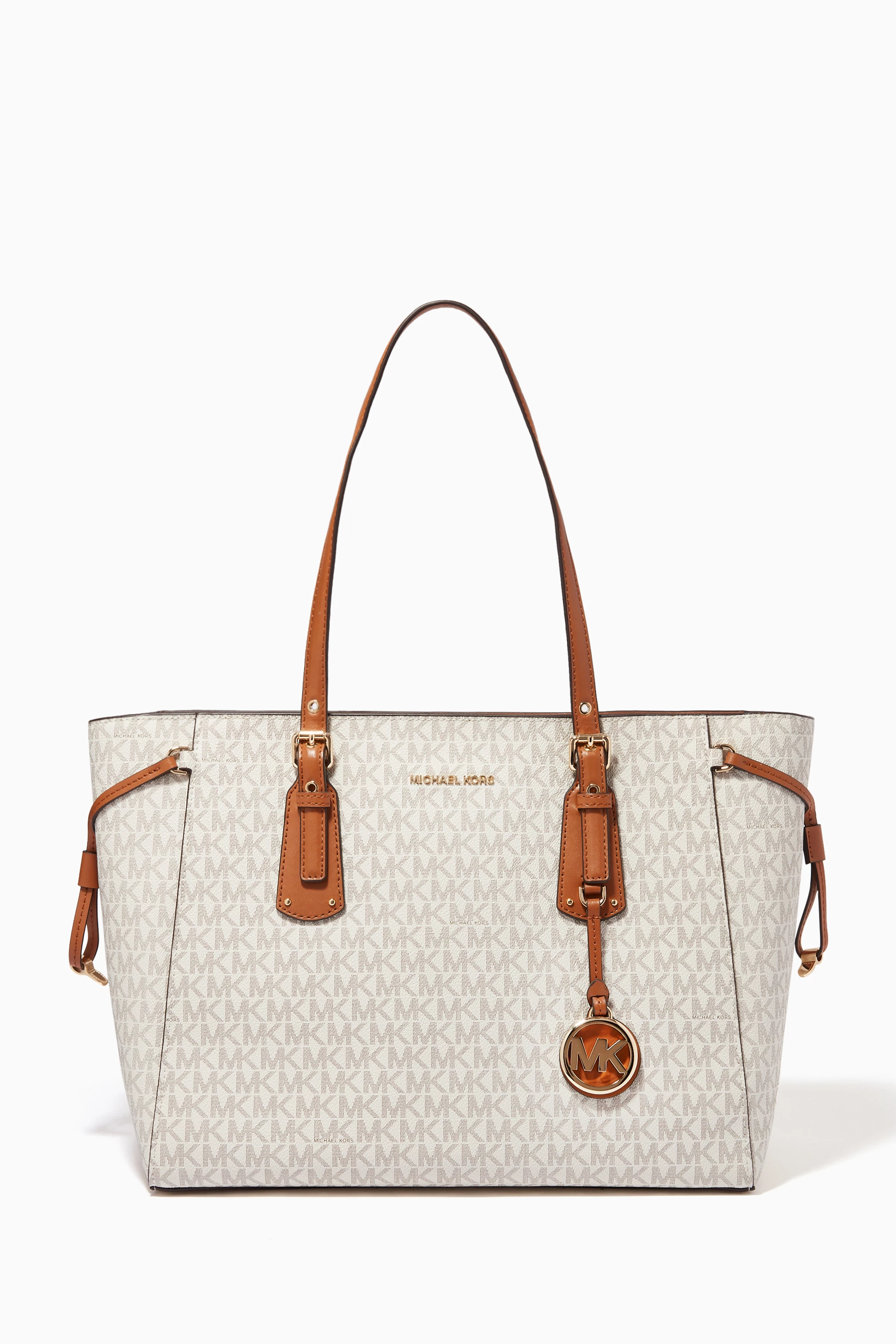 Buy Michael Kors White Medium Voyager Tote Bag in Logo Canvas For Women Online Ounass UAE