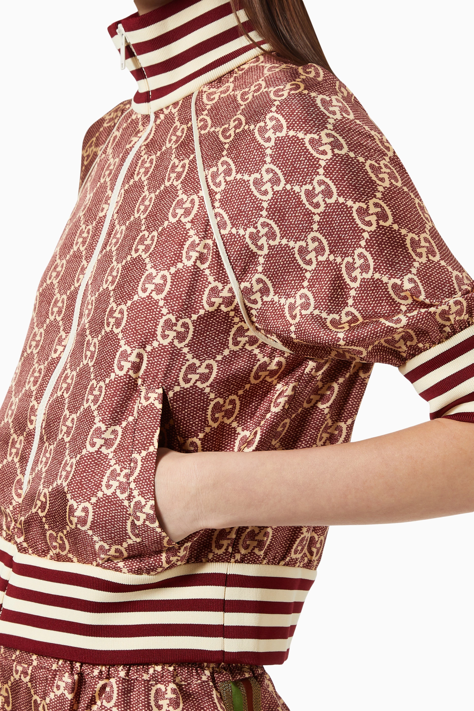 Buy Gucci Brown Jacket in GG Supreme Print Silk For Women Online Ounass UAE