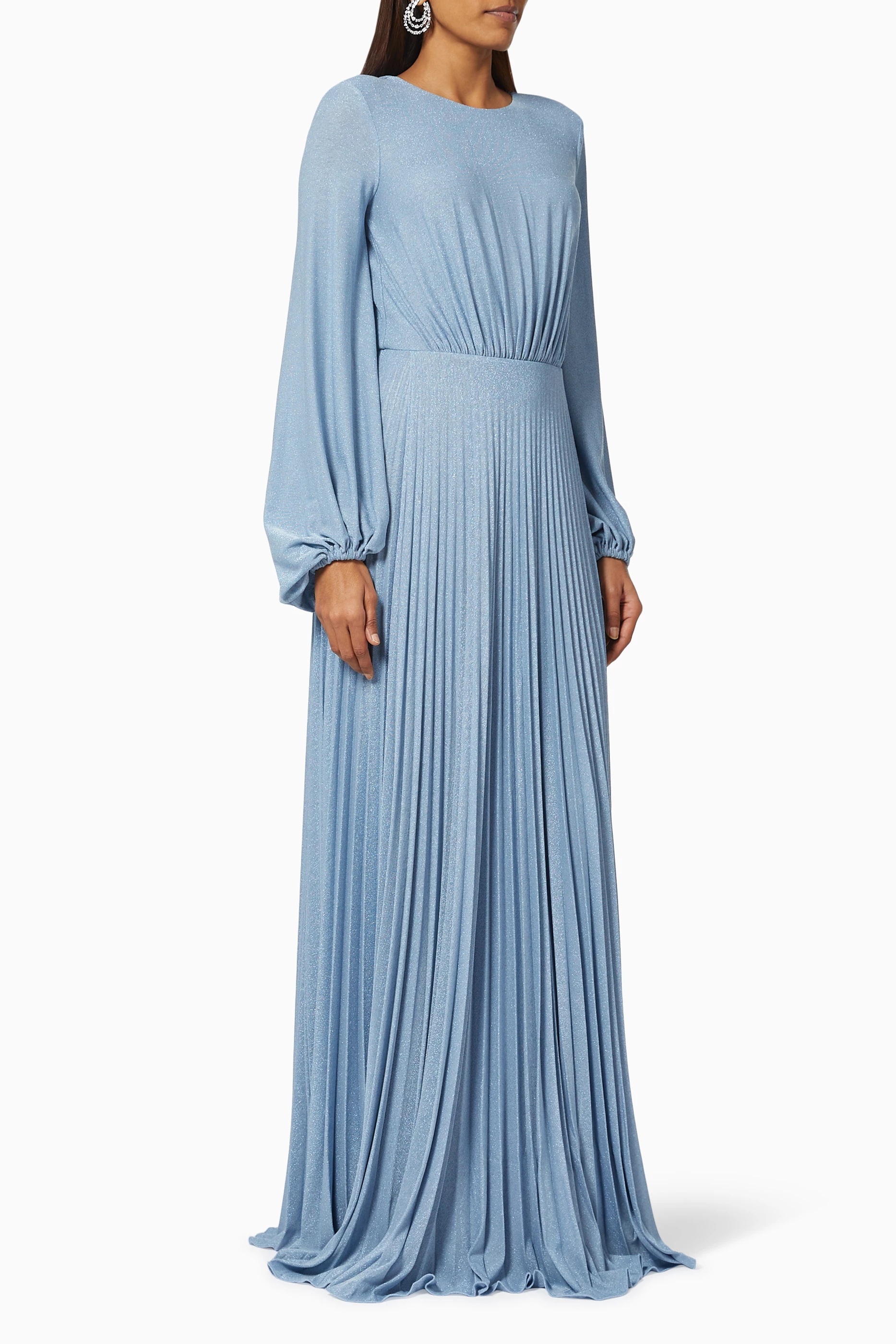 Buy Elisabetta Franchi Blue Maxi Dress in Lame Jersey For Women Online Ounass UAE