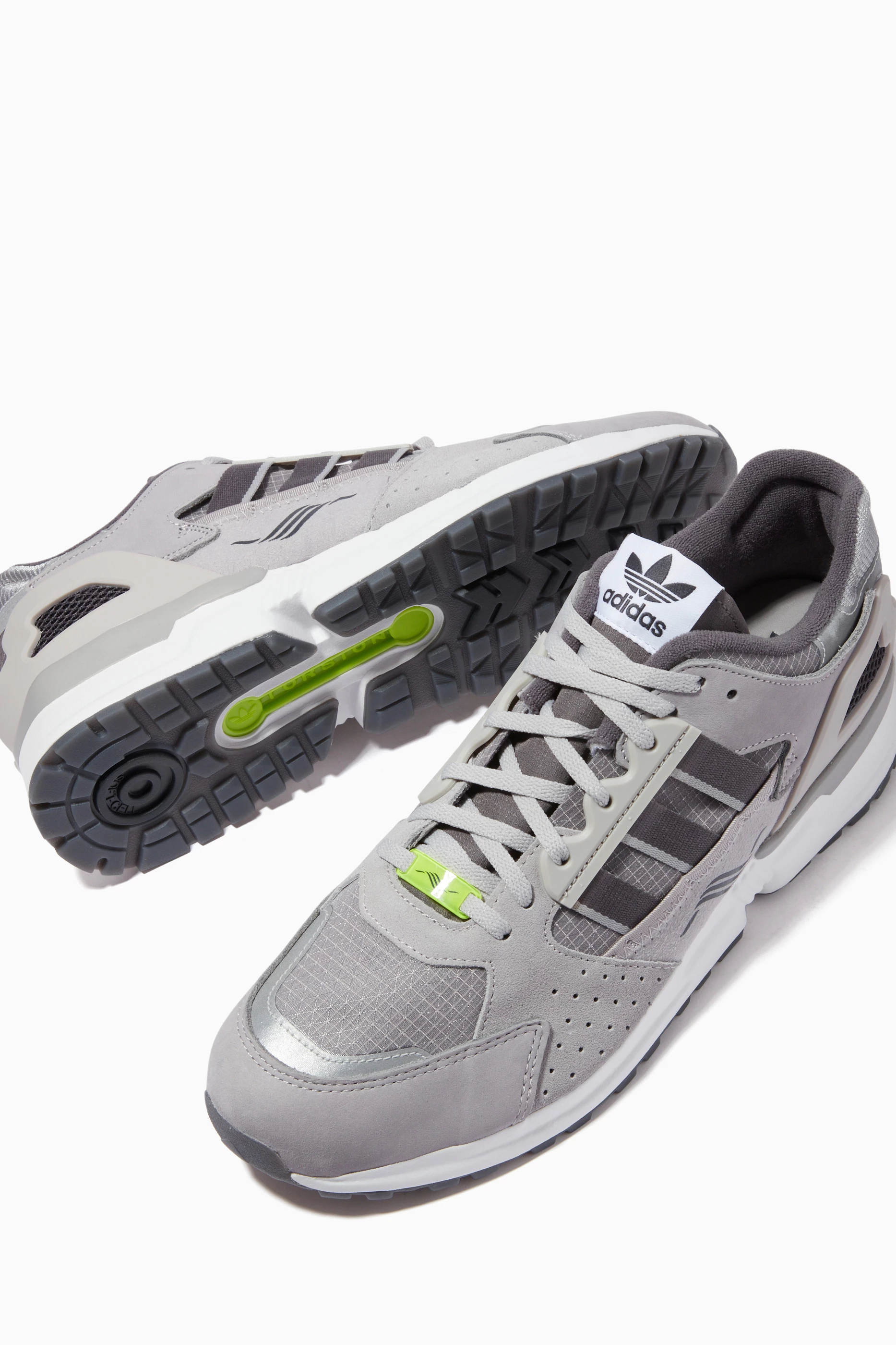 Buy adidas Grey ZX 10,000 Sneakers in Leather, Nubuck & Suede For