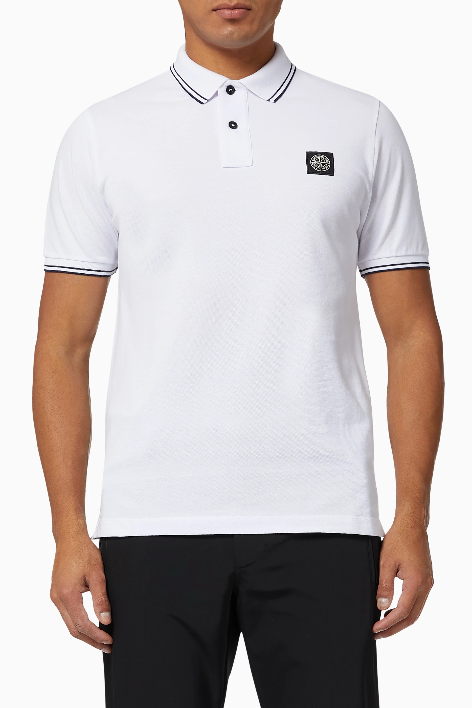 Stone island hood white polo