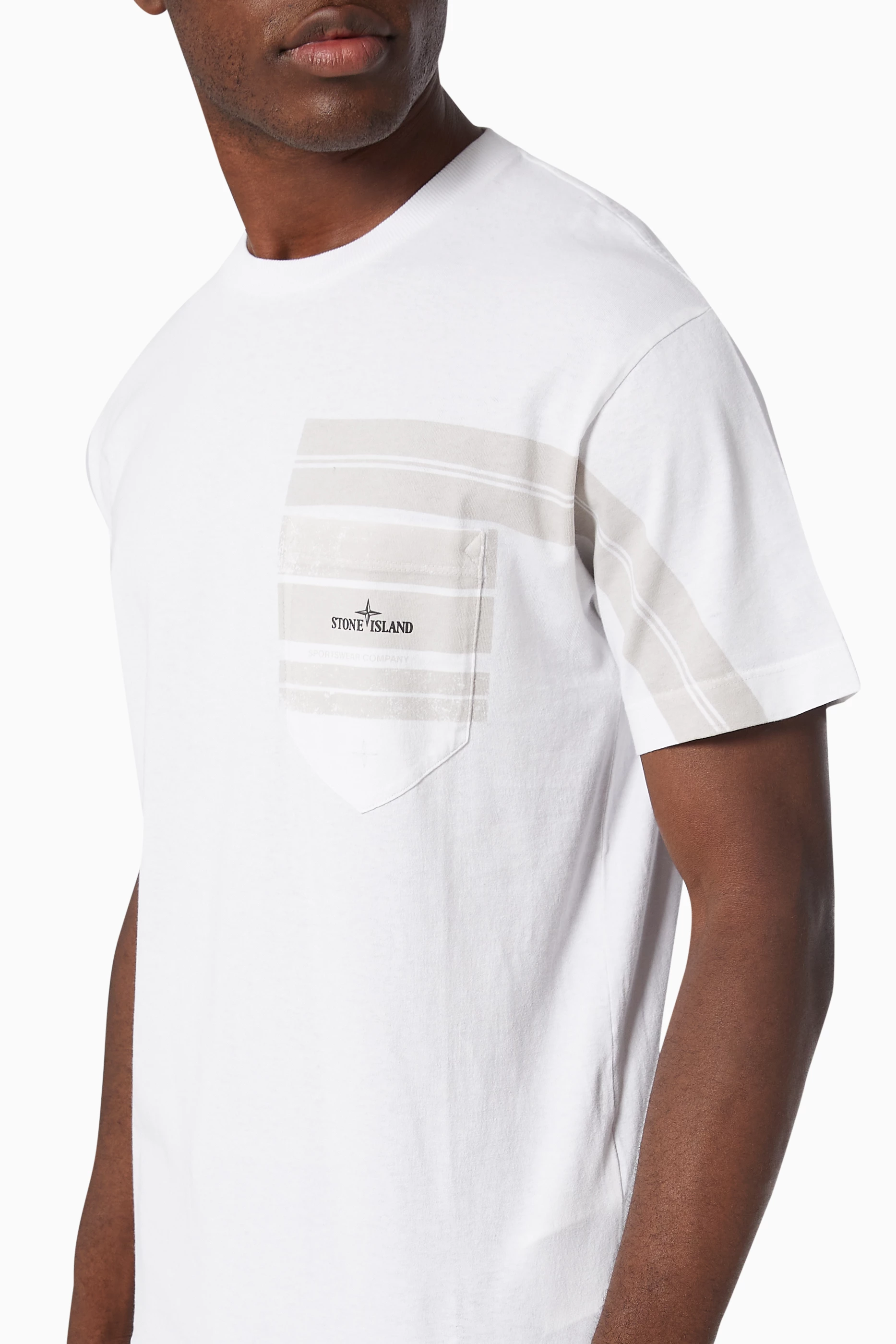 Buy Stone Island White Mosaic Two Print T shirt in Cotton Jersey For Men Online Ounass UAE