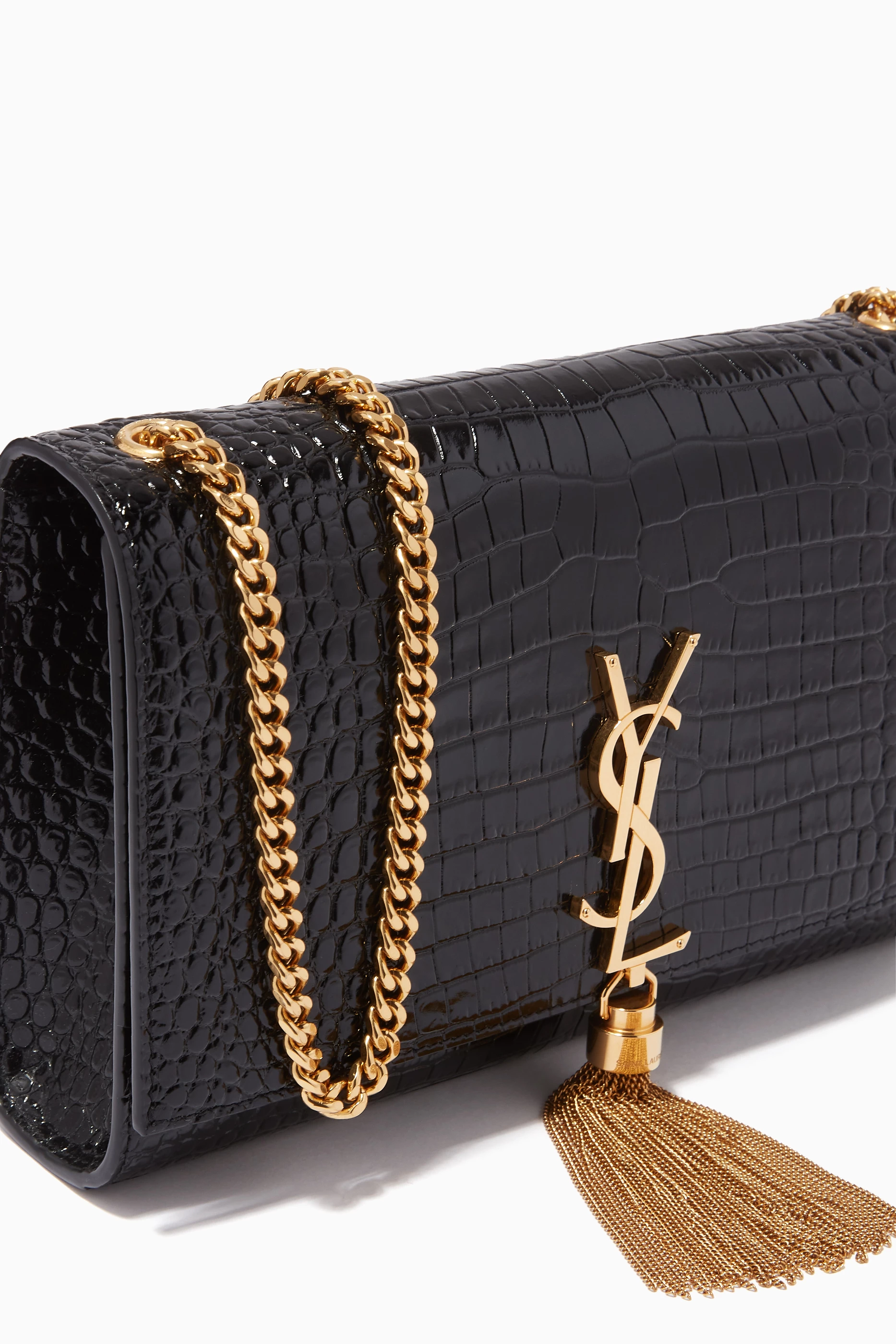 Buy SAINT LAURENT Black Medium Kate Bag in Croc embossed Shiny Leather For Women Online Ounass UAE