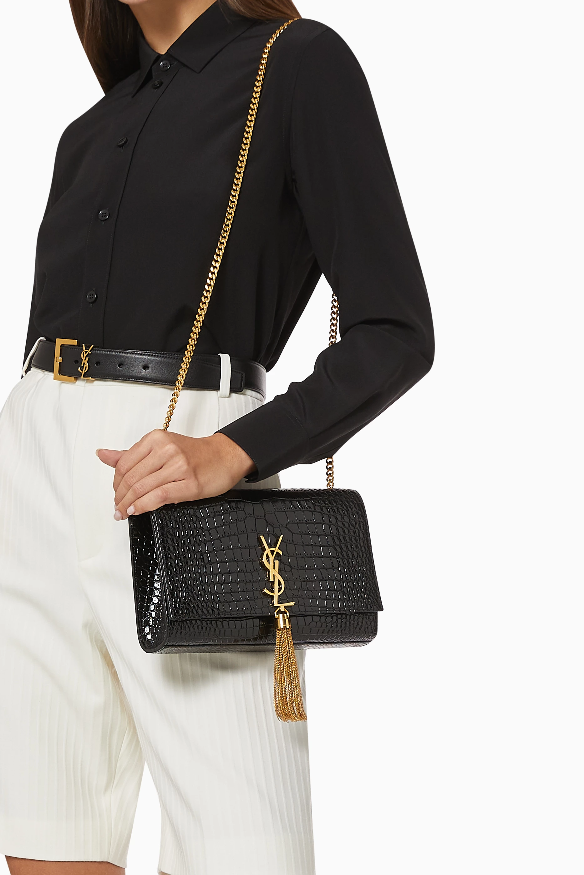 Ysl kate tassel bag croc on sale