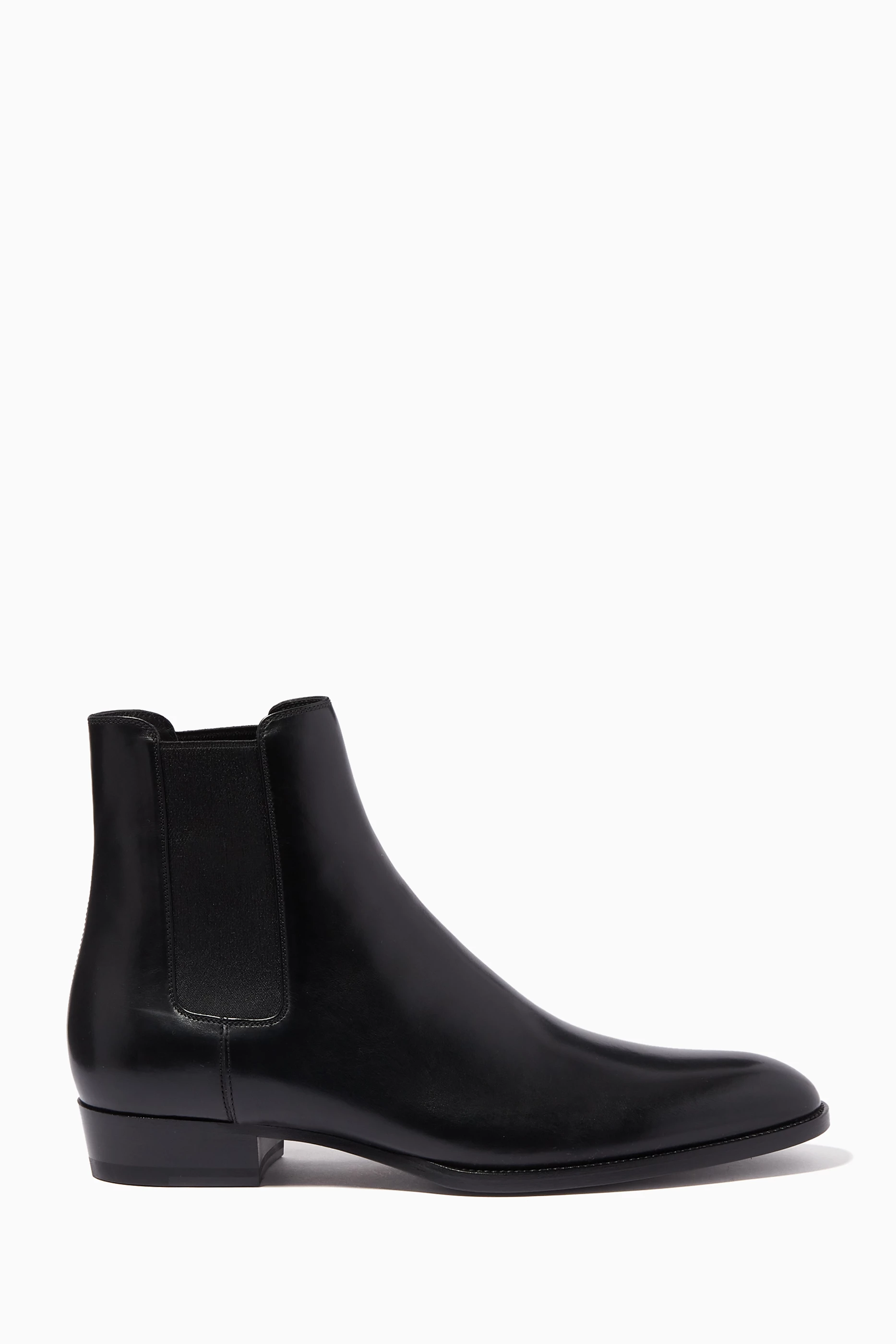 Buy SAINT LAURENT Black Wyatt Chelsea Boots in Smooth Leather For Men Online Ounass UAE