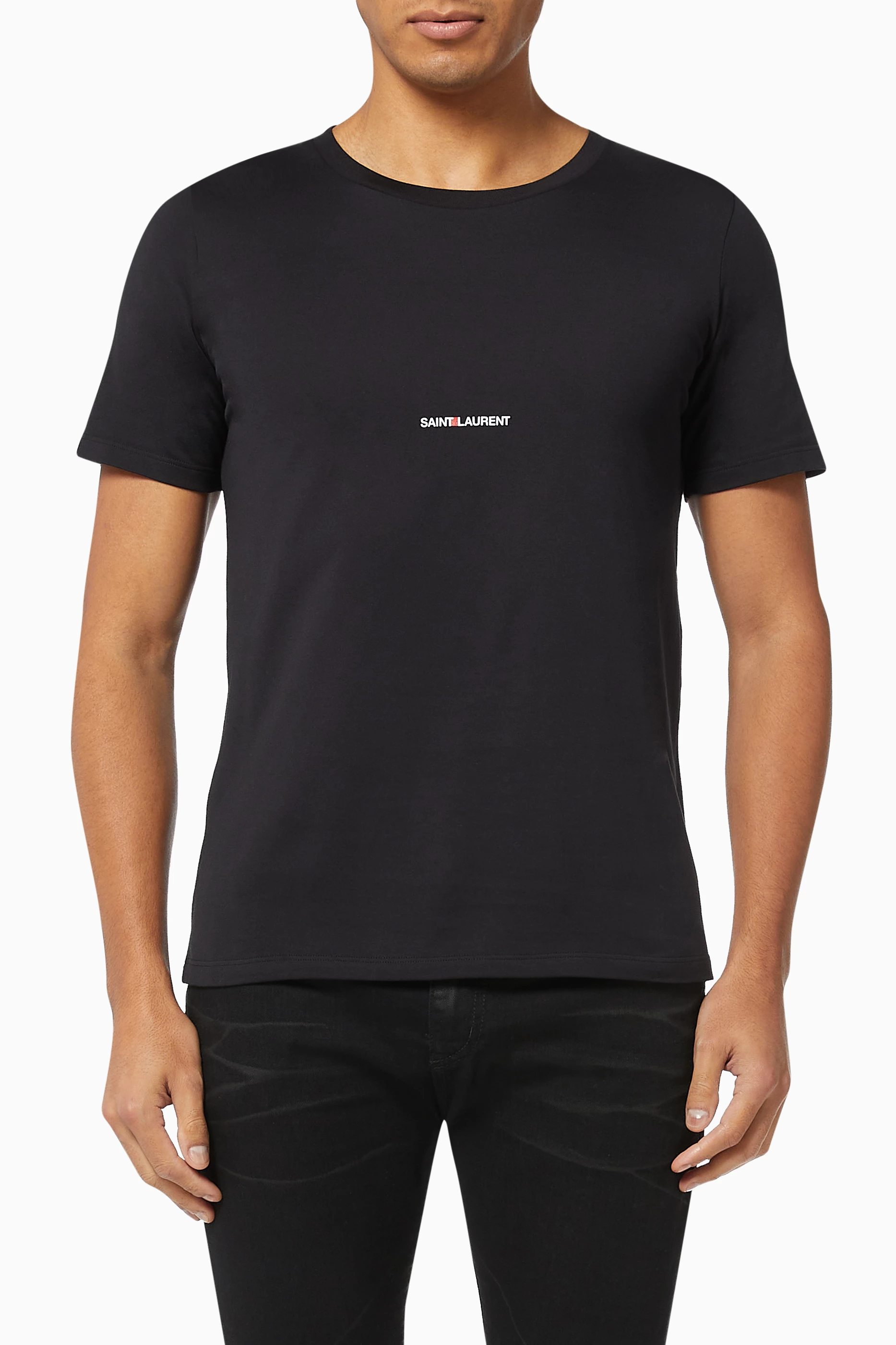 Buy SAINT LAURENT Black SAINT LAURENT Print T Shirt in Jersey For Men Online Ounass UAE