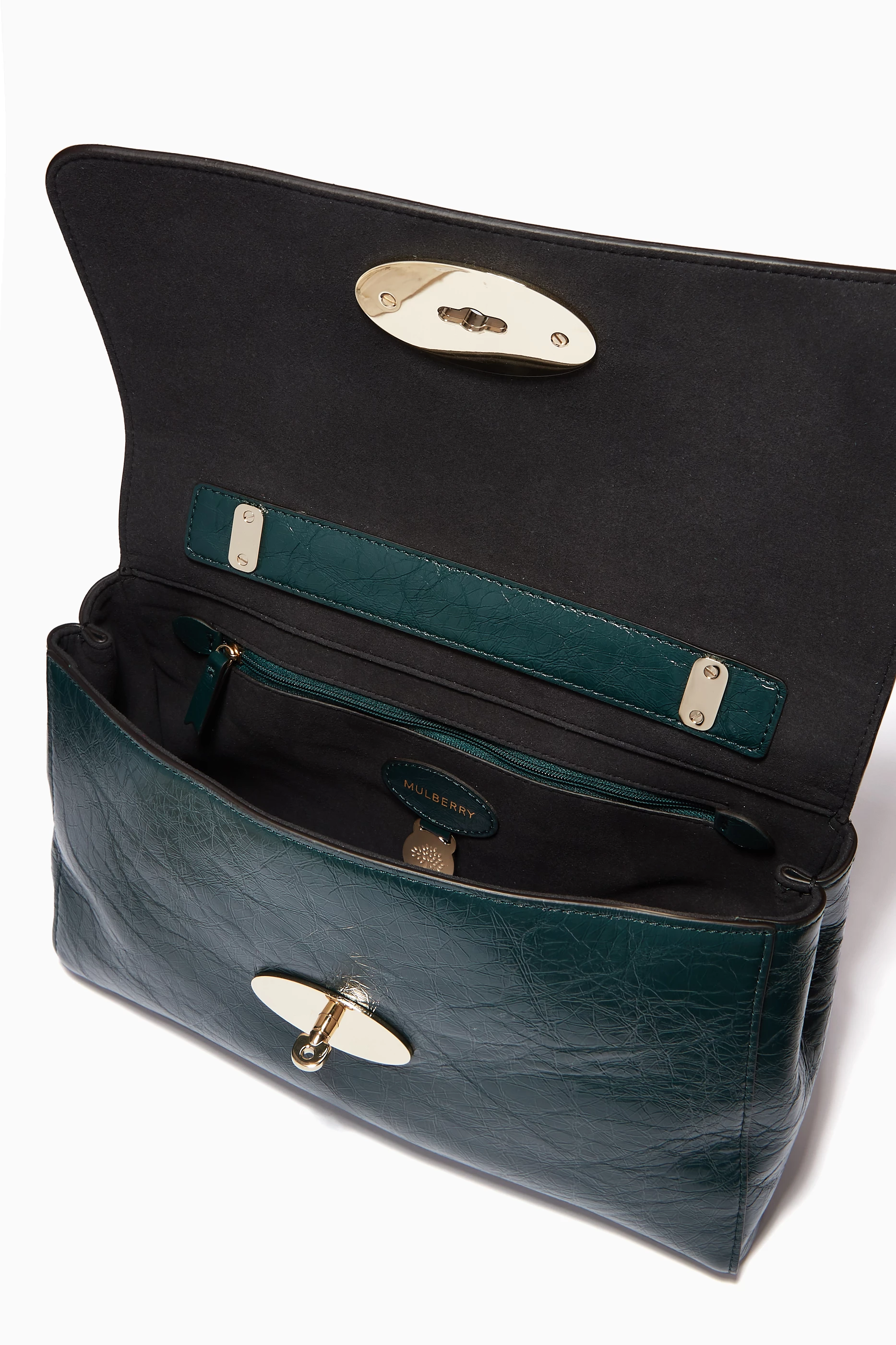 Buy Mulberry Green Medium Lily Top Handle Bag in Glossy Calf Leather For Women Online Ounass UAE