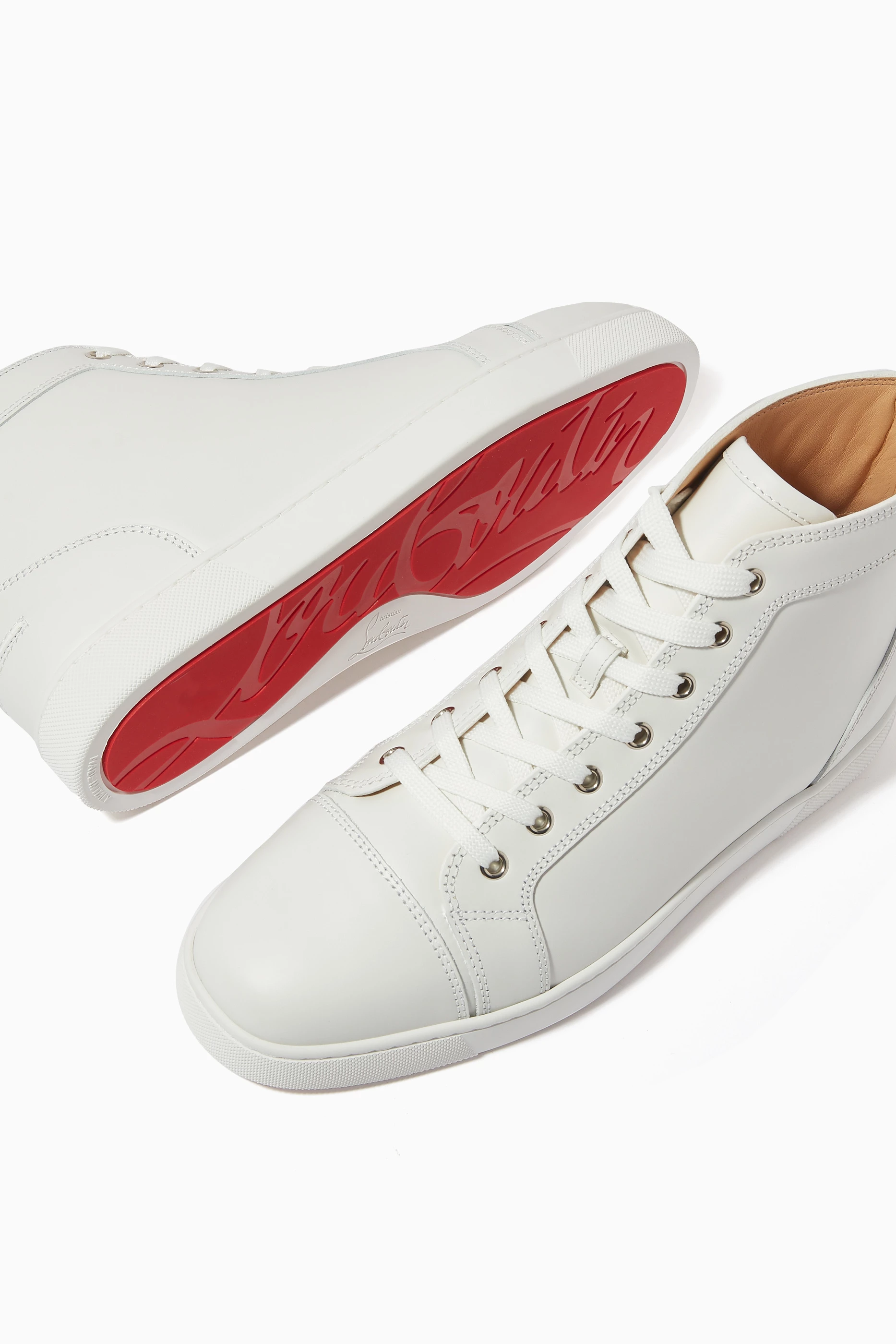 Buy Christian Louboutin White Louis High top Sneakers in Calf Leather For Men Online Ounass UAE