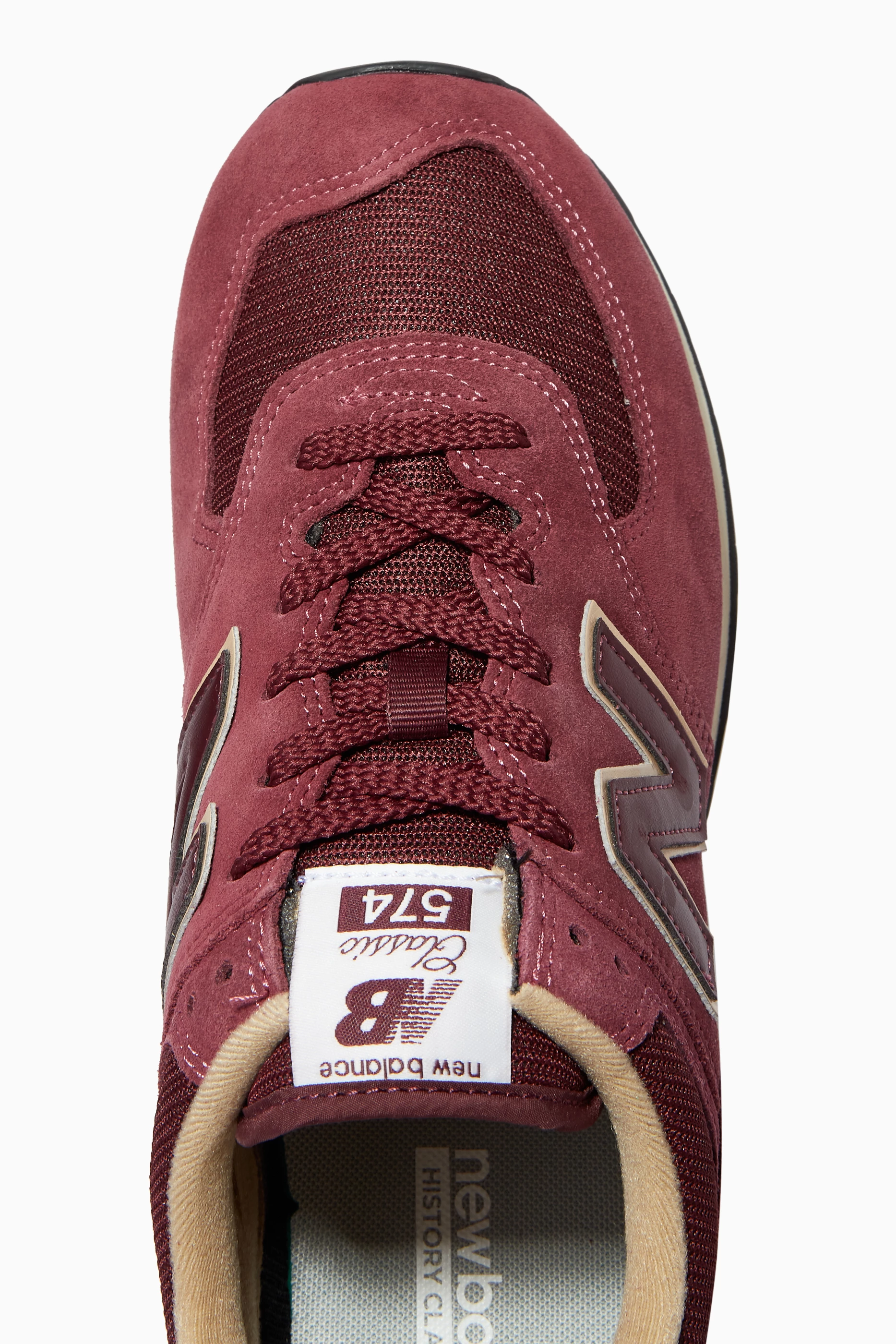 Buy New Balance Burgundy 574 Sneakers in TENCEL Suede Mesh For Men Online Ounass UAE
