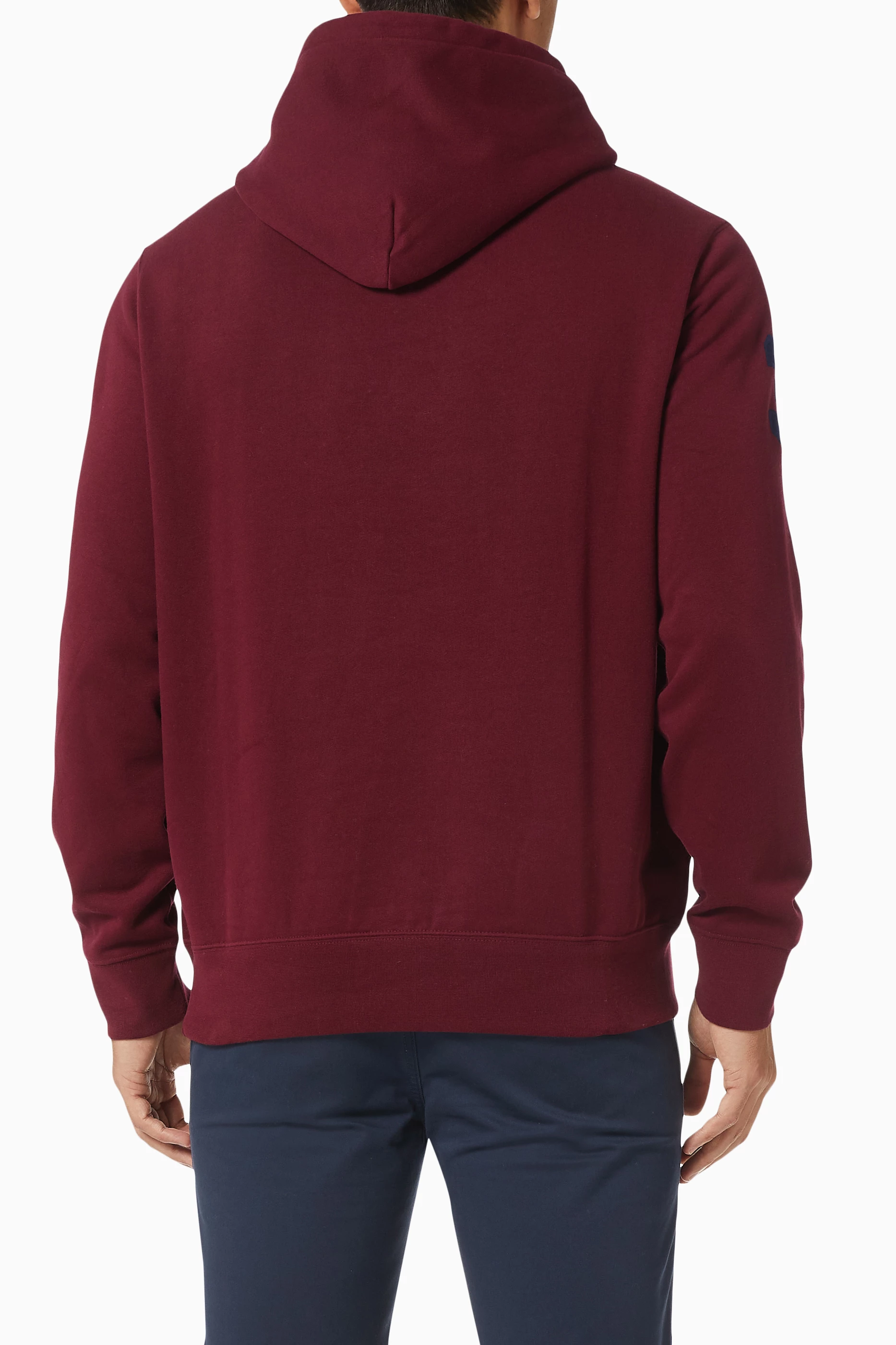 Buy Polo Ralph Lauren Burgundy Triple Pony Embroidered Hoodie in Cotton Blend Fleece For Men Online Ounass UAE
