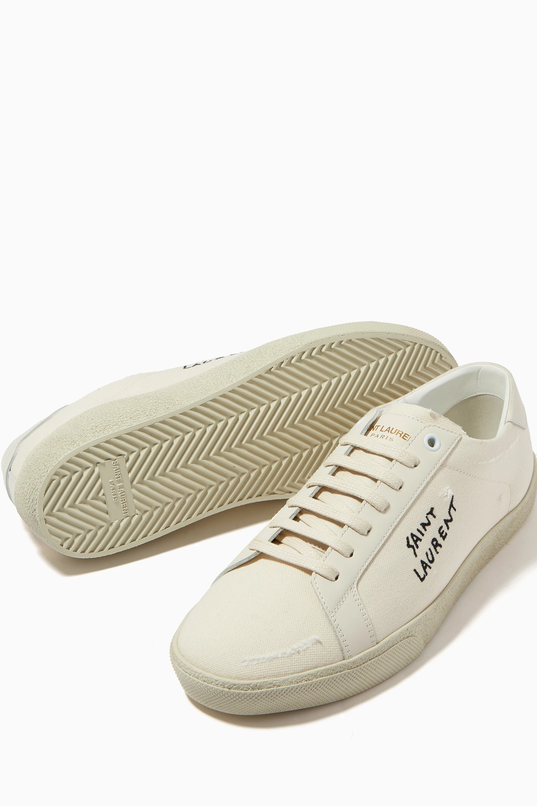 Buy SAINT LAURENT White Court Classic SL 06 Sneakers in Canvas Leather For Men Online Ounass UAE