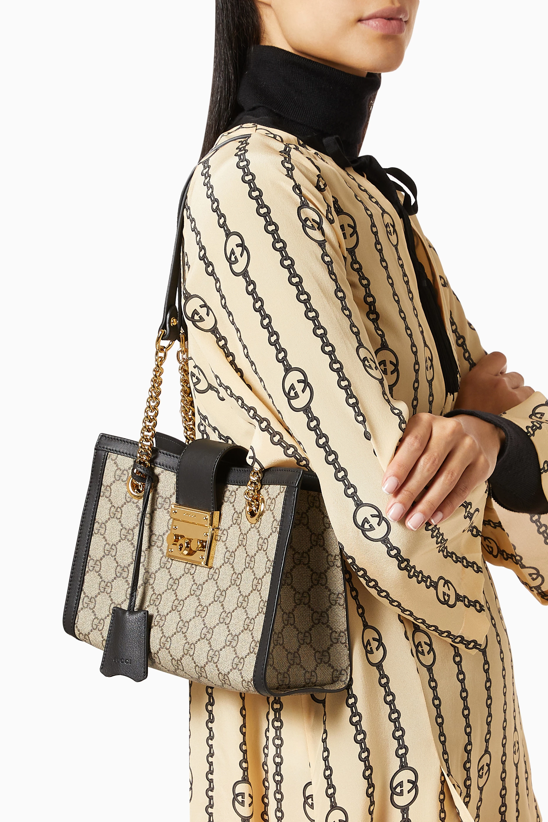 Buy Gucci Black Small Padlock Shoulder Bag in GG Supreme Canvas For Women Online Ounass UAE