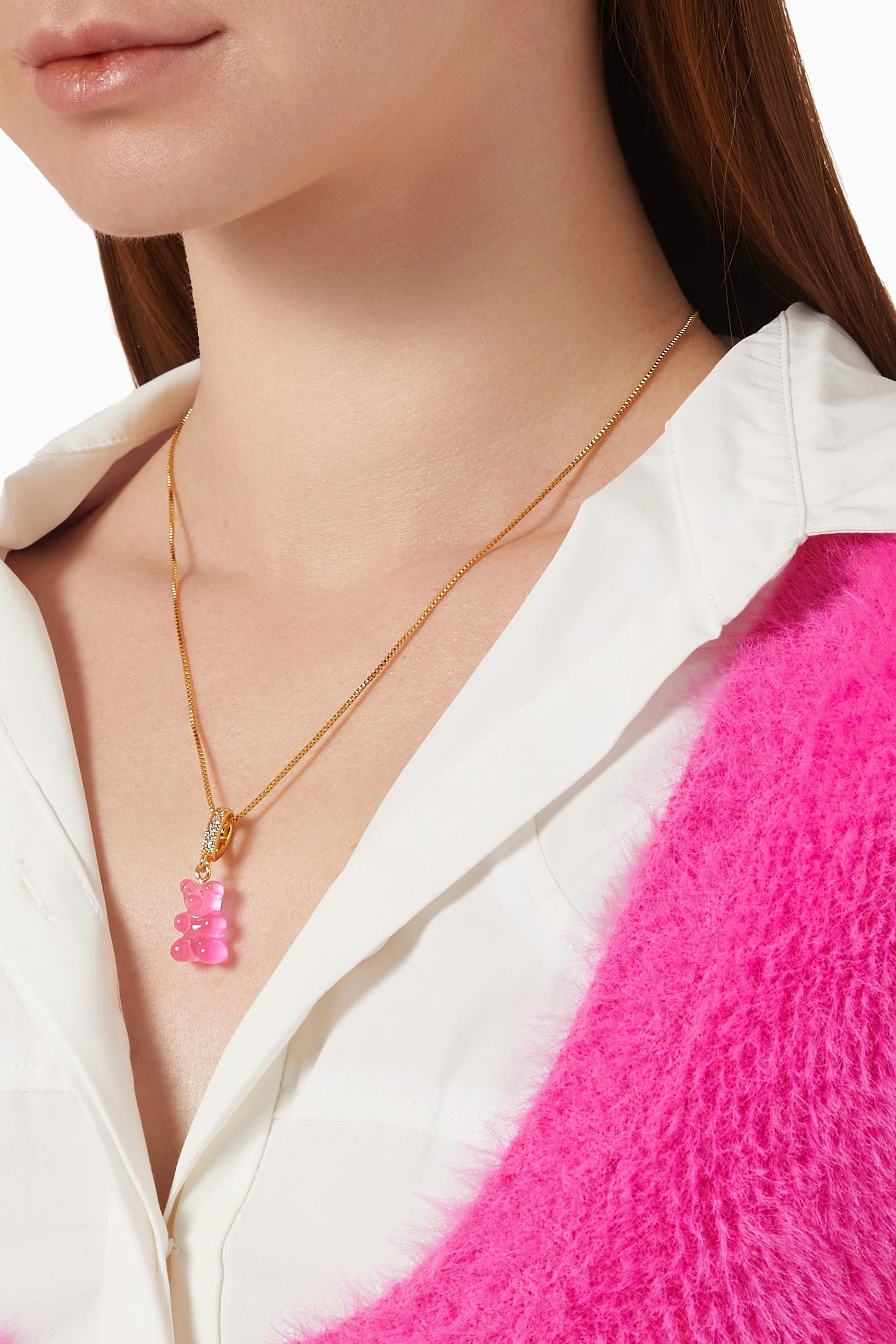Buy Crystal Haze Pink Nostalgia Bear Pendant in 18kt Gold