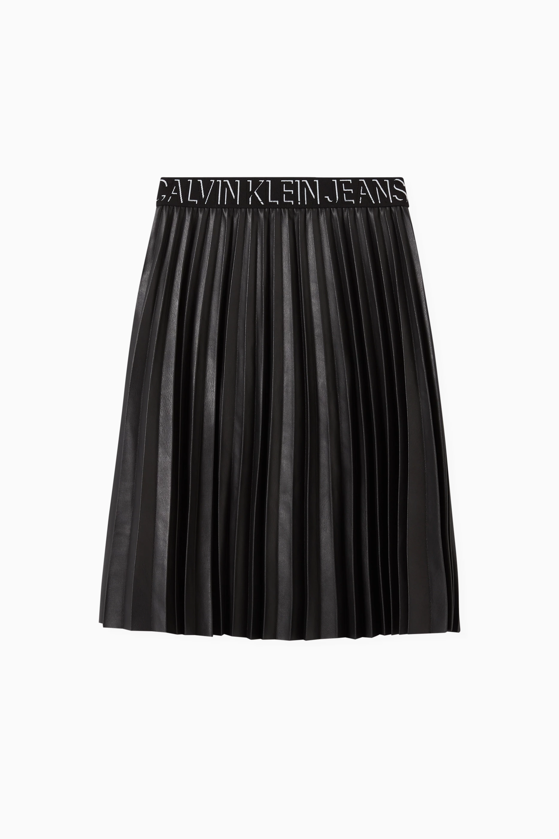 Buy Calvin Klein Black Pleated Skirt in Faux Leather For Girls Online Ounass UAE