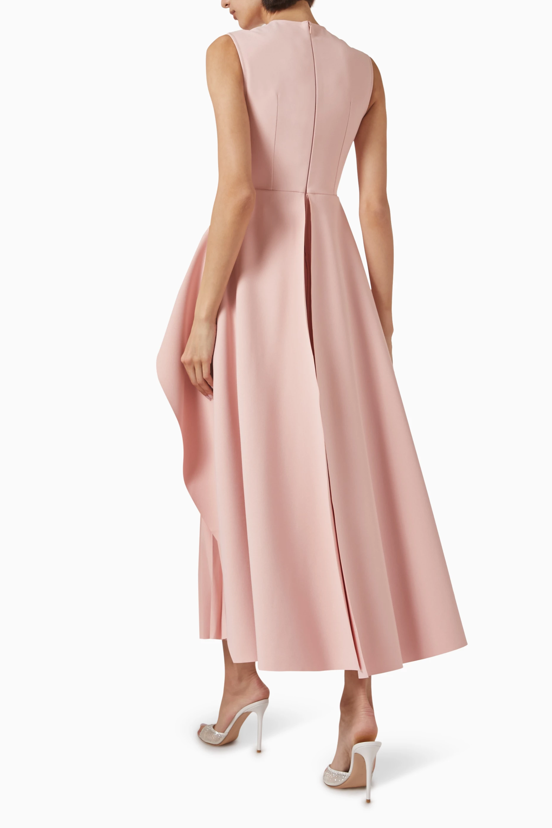 Buy Solace London Pink Severny Midi Dress in Satin For Women