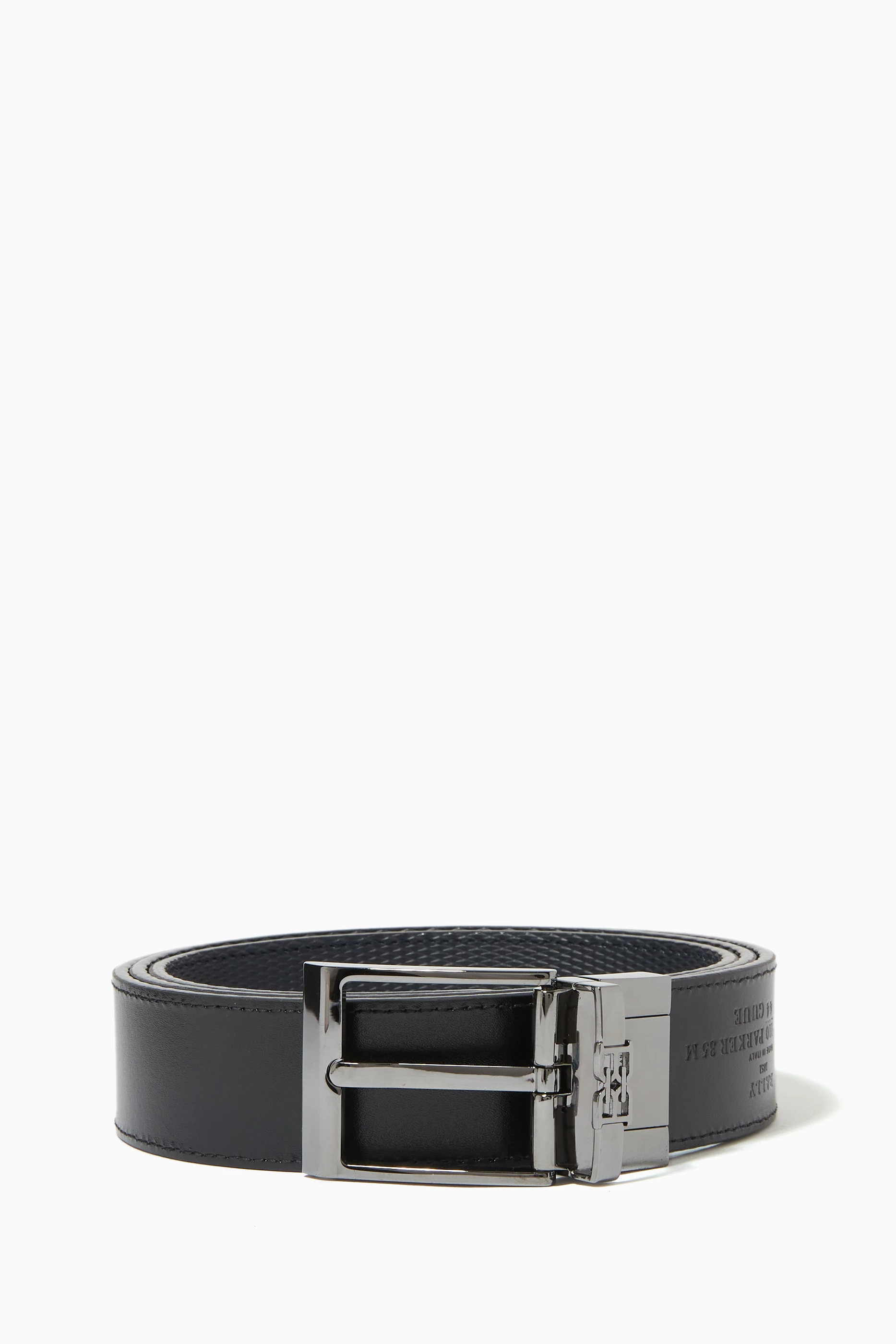 Buy Bally Blue Parker Reversible Belt in Embossed Leather For Men