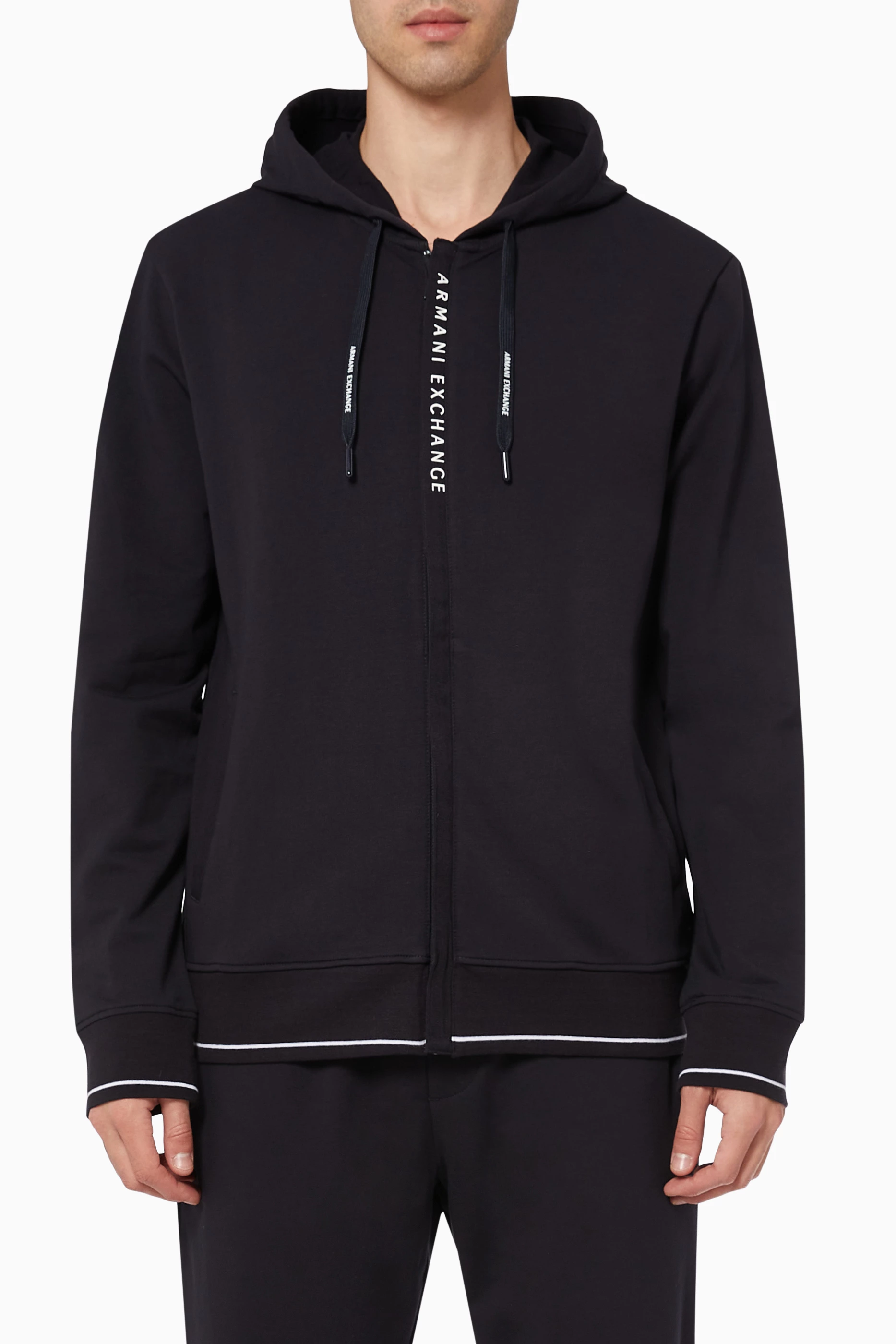 Navy armani hoodie discount