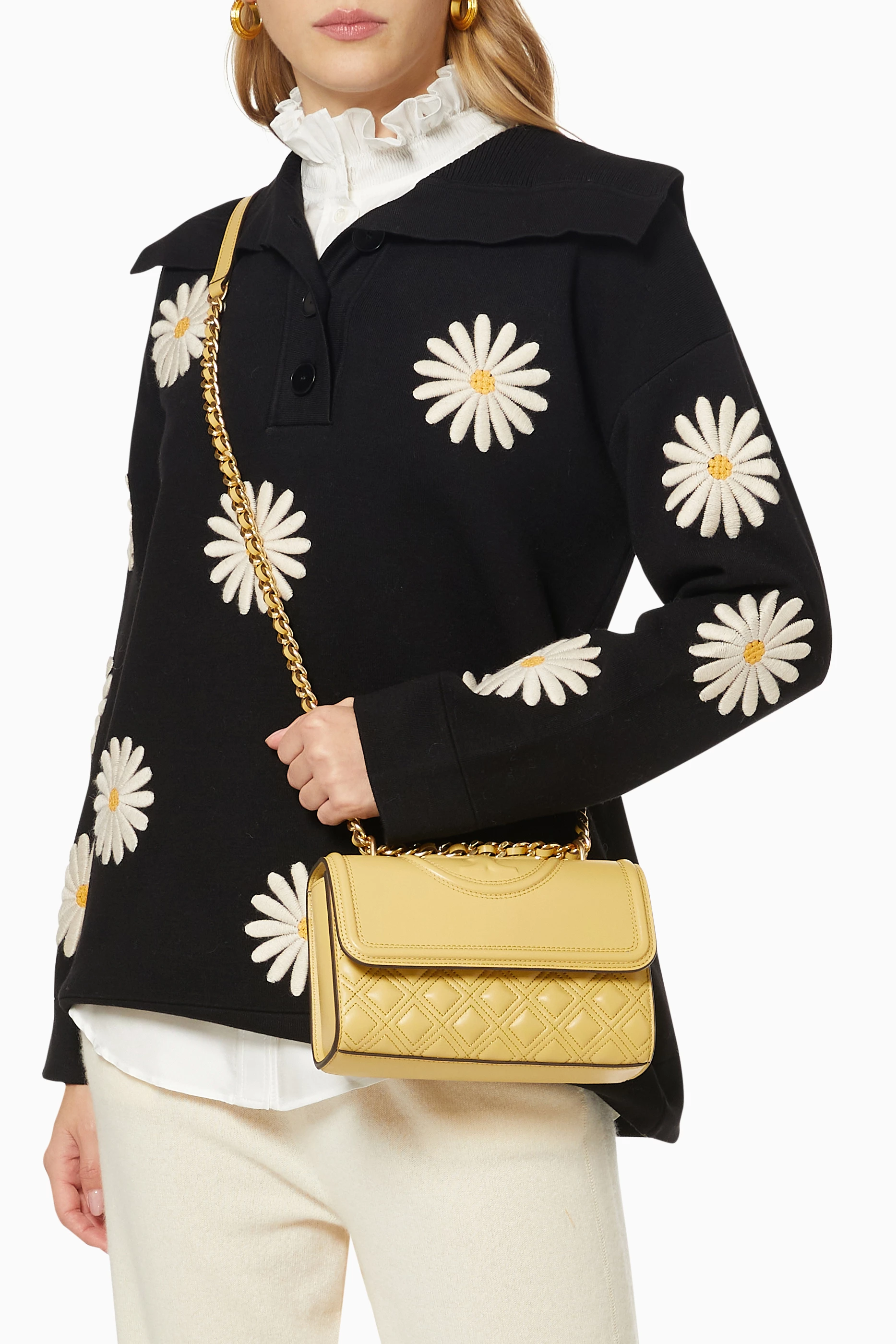 Buy Tory Burch Yellow Fleming Small Convertible Shoulder Bag in Leather For Women Online Ounass UAE
