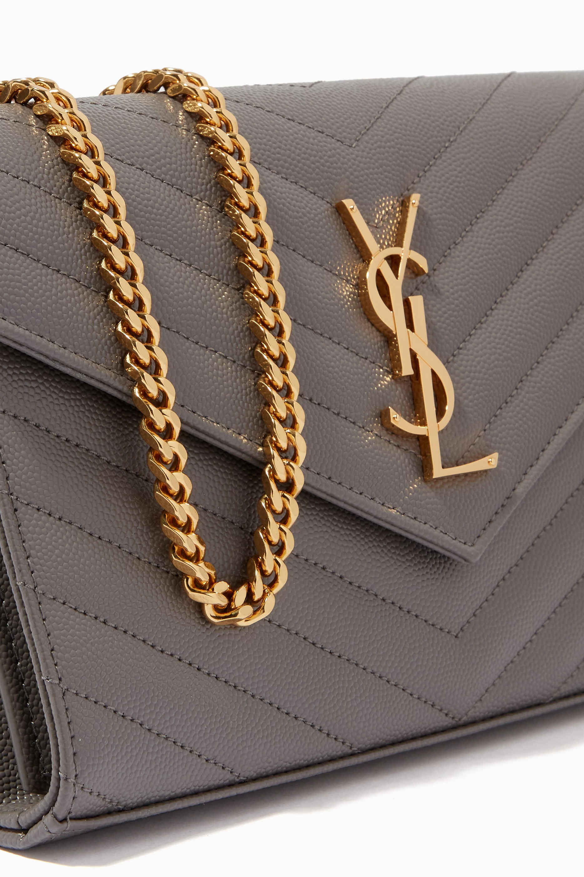 Buy SAINT LAURENT Grey Cassandre Chain Wallet in Matelasse Leather For Women Online Ounass UAE