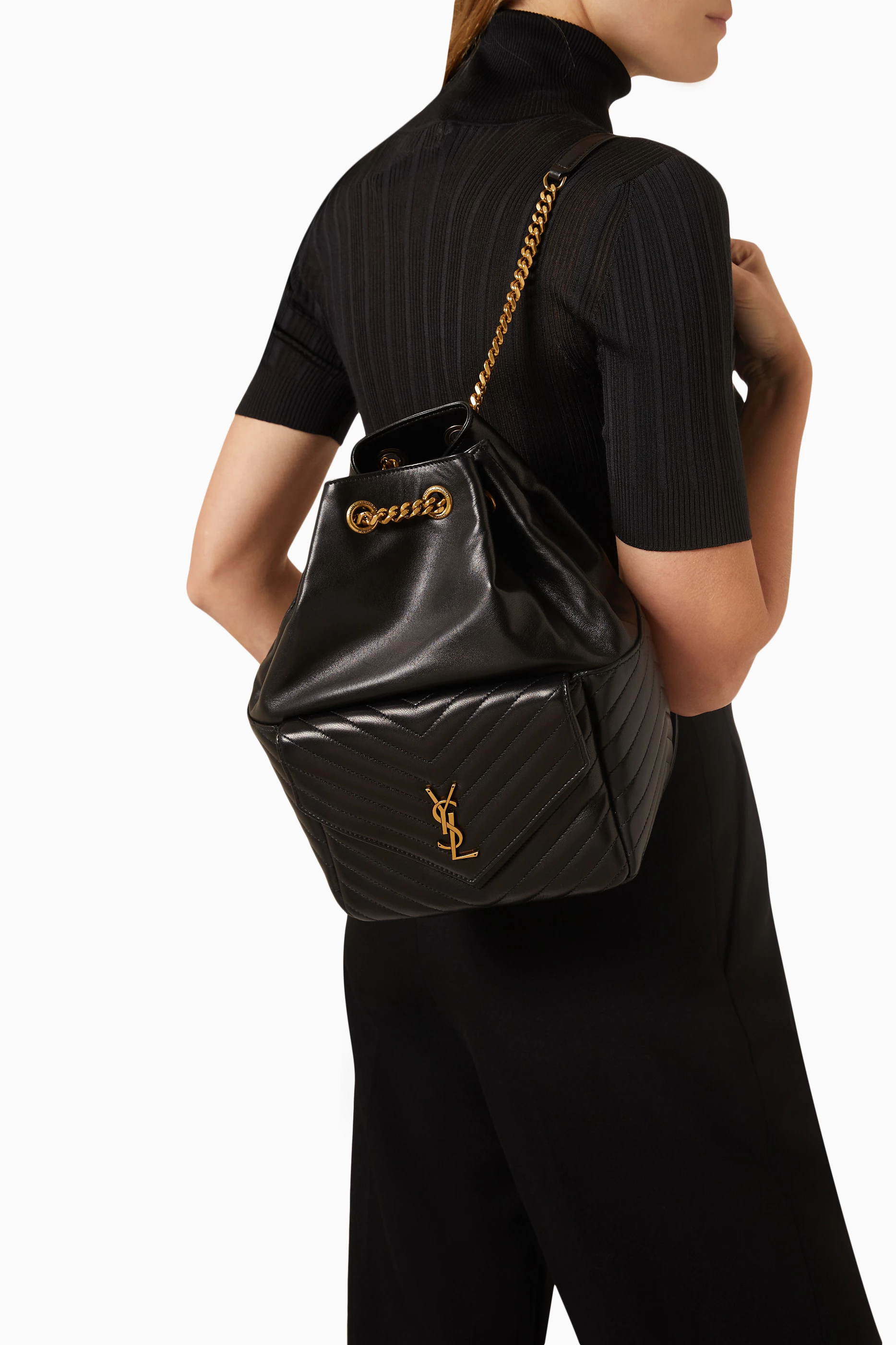 Buy SAINT LAURENT Black Backpack in Lambskin For Women Online Ounass UAE