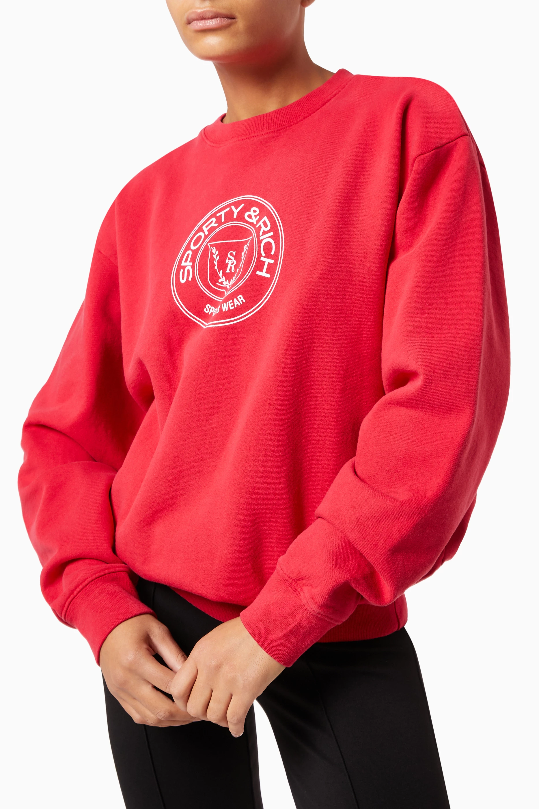 Buy Sporty & Rich Red Monaco Crewneck Sweatshirt in Cotton For Women Online  | Ounass UAE