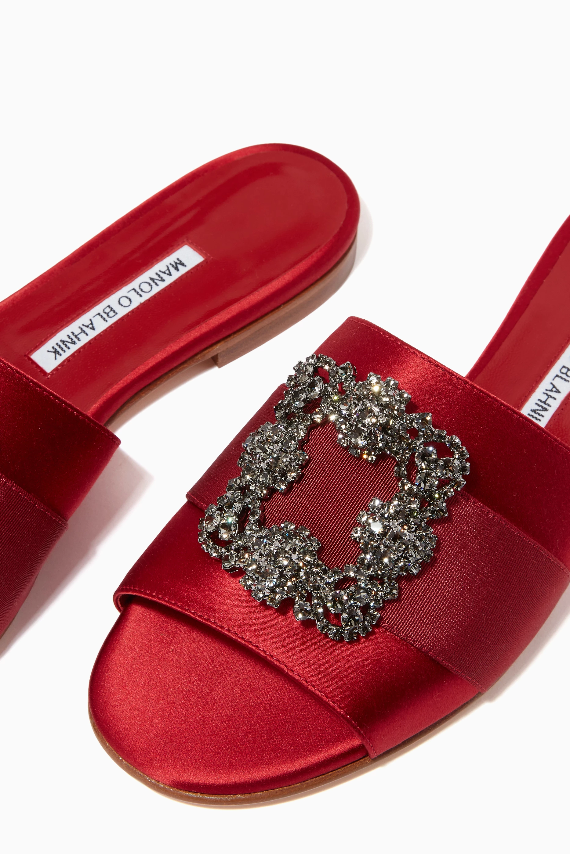 Buy Manolo Blahnik Red Martamod Slides in Satin For Women Online Ounass UAE