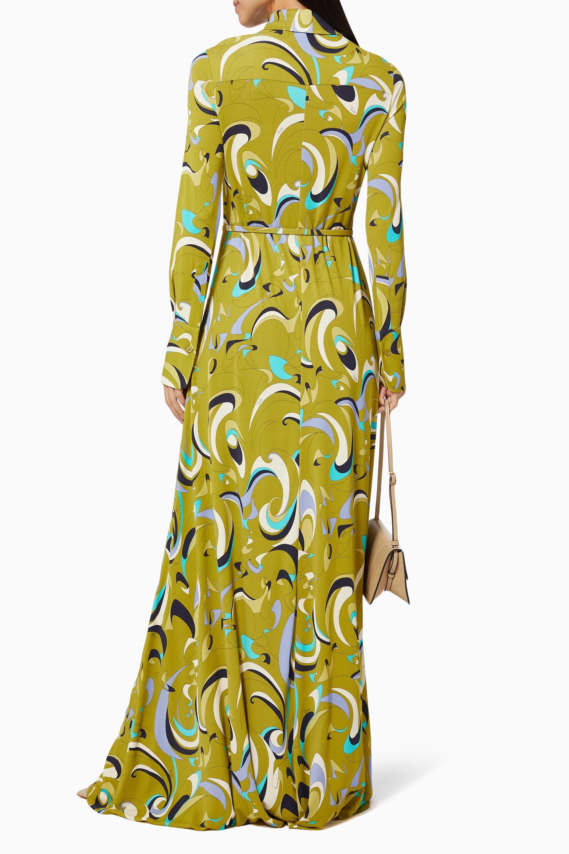 Buy Emilio Pucci Yellow Itinerari Print Chemisier Maxi Dress in Viscose For Women Online Ounass UAE