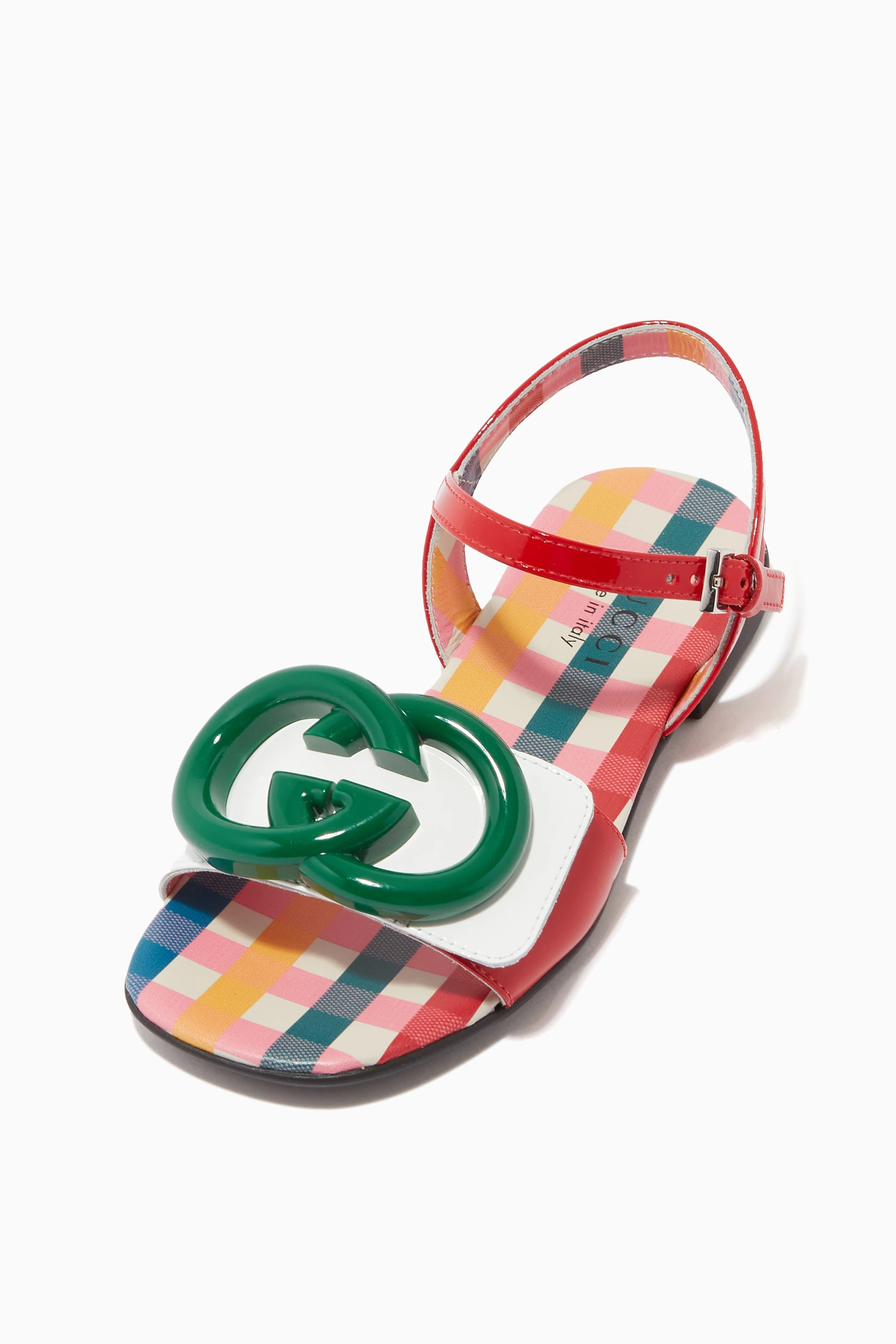 Buy Gucci Red Interlocking G Sandals in Patent Leather For Girls Online Ounass UAE