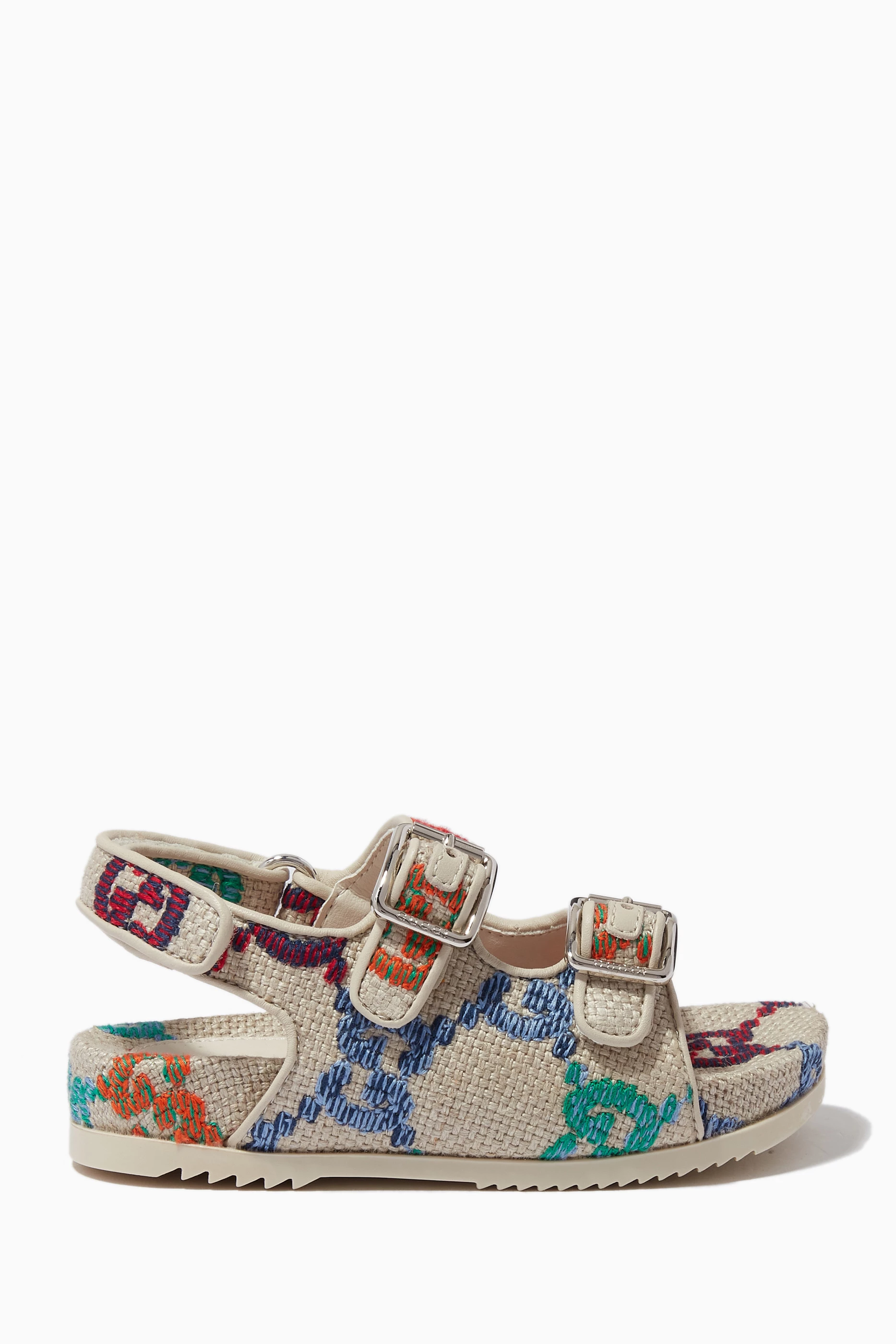 Buy Gucci White GG Toddler Slide Sandals with Straps For Girls Online Ounass UAE