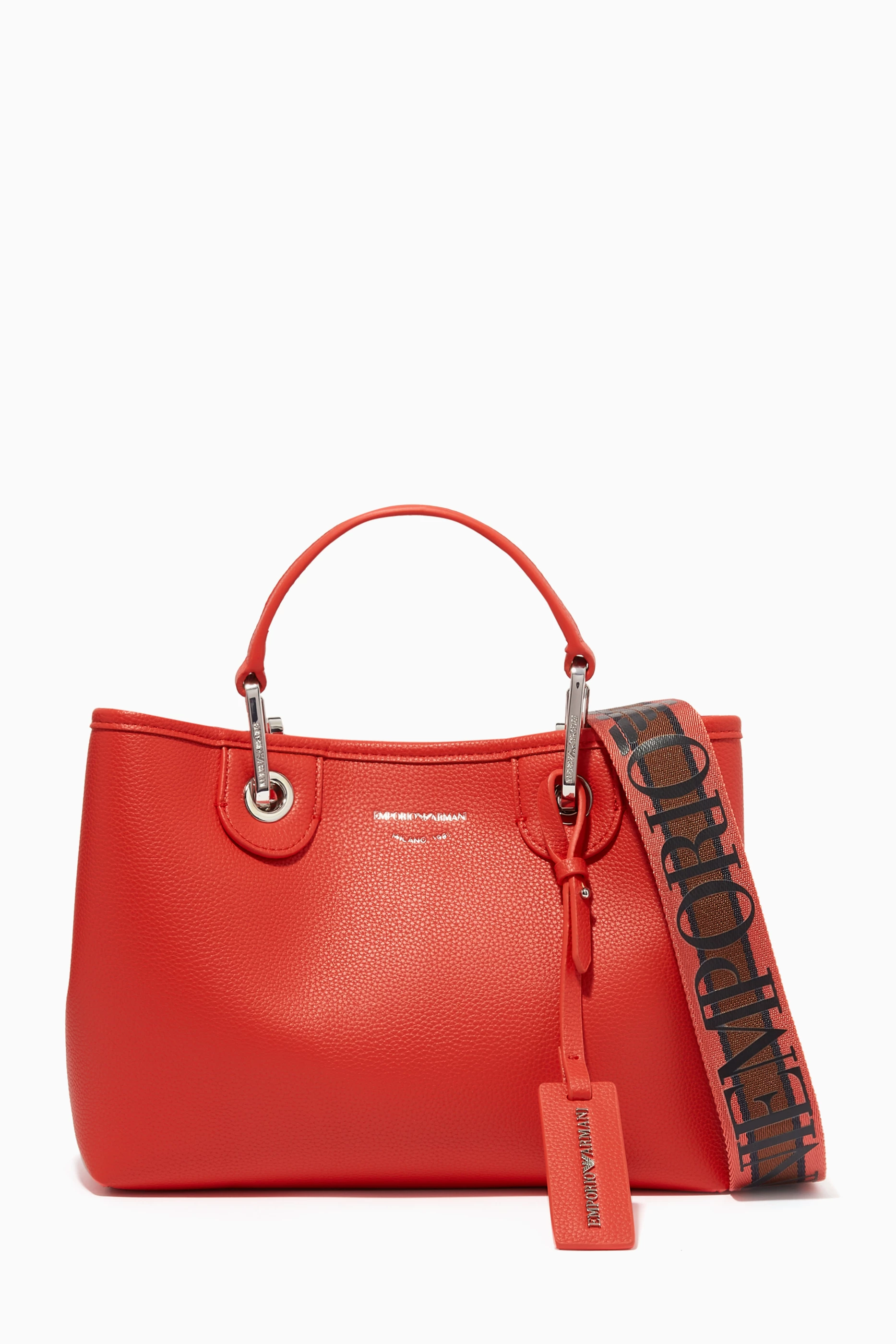 Buy Emporio Armani Orange My EA Small Tote Bag in Faux