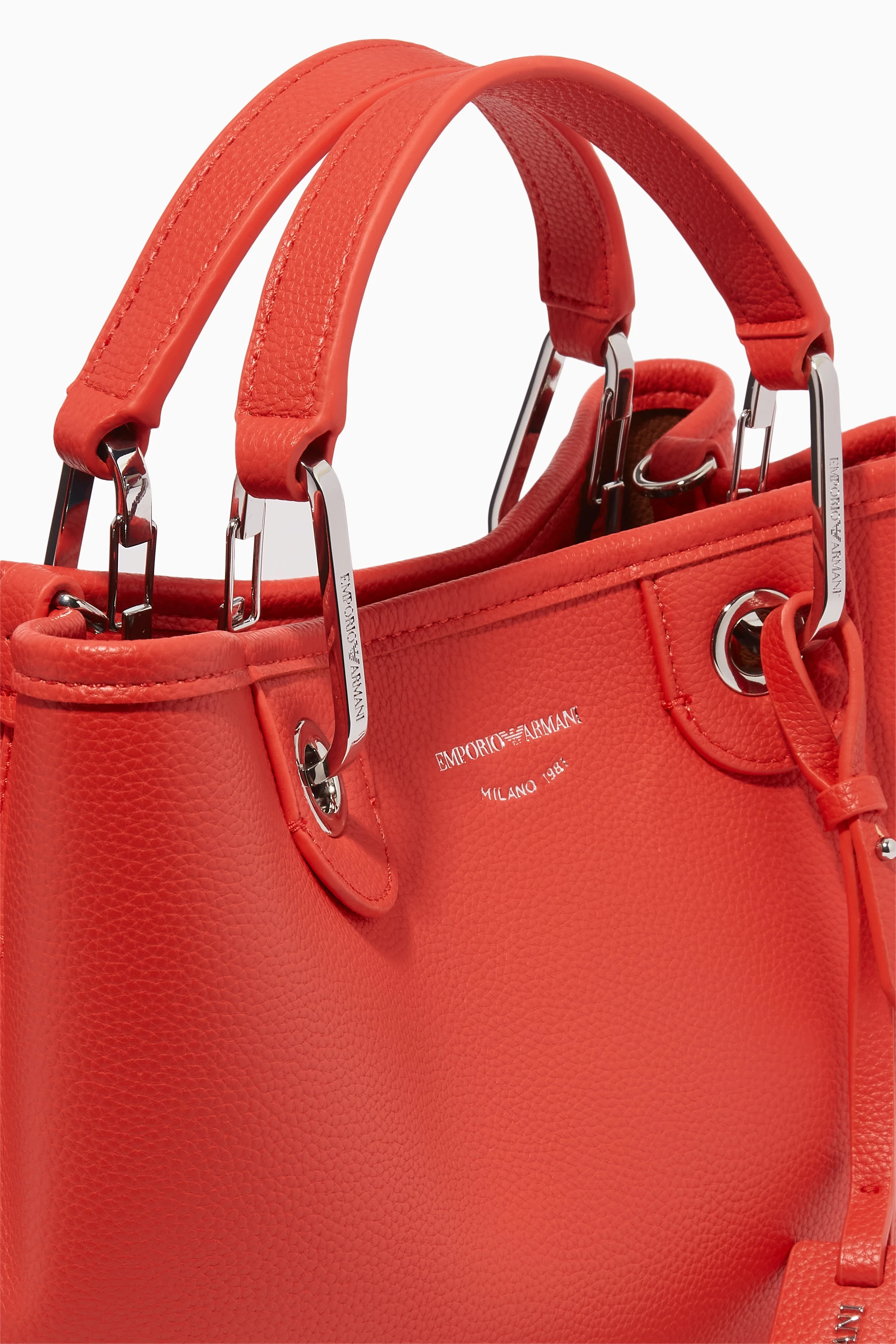 Buy Emporio Armani Orange My EA Small Tote Bag in Faux