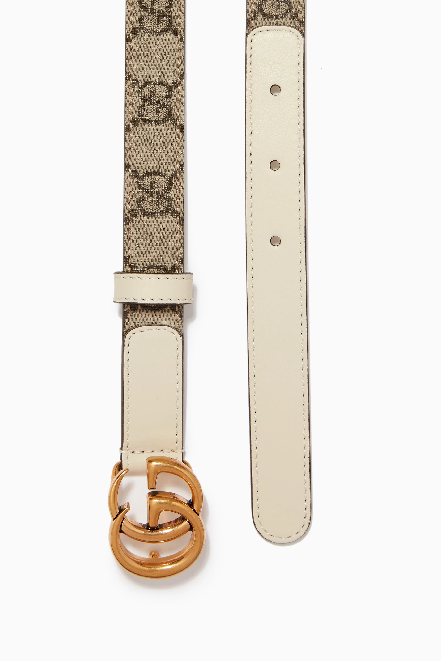 Buy Gucci White GG Marmont Thin Belt in GG Supreme Canvas Leather For Women Online Ounass UAE