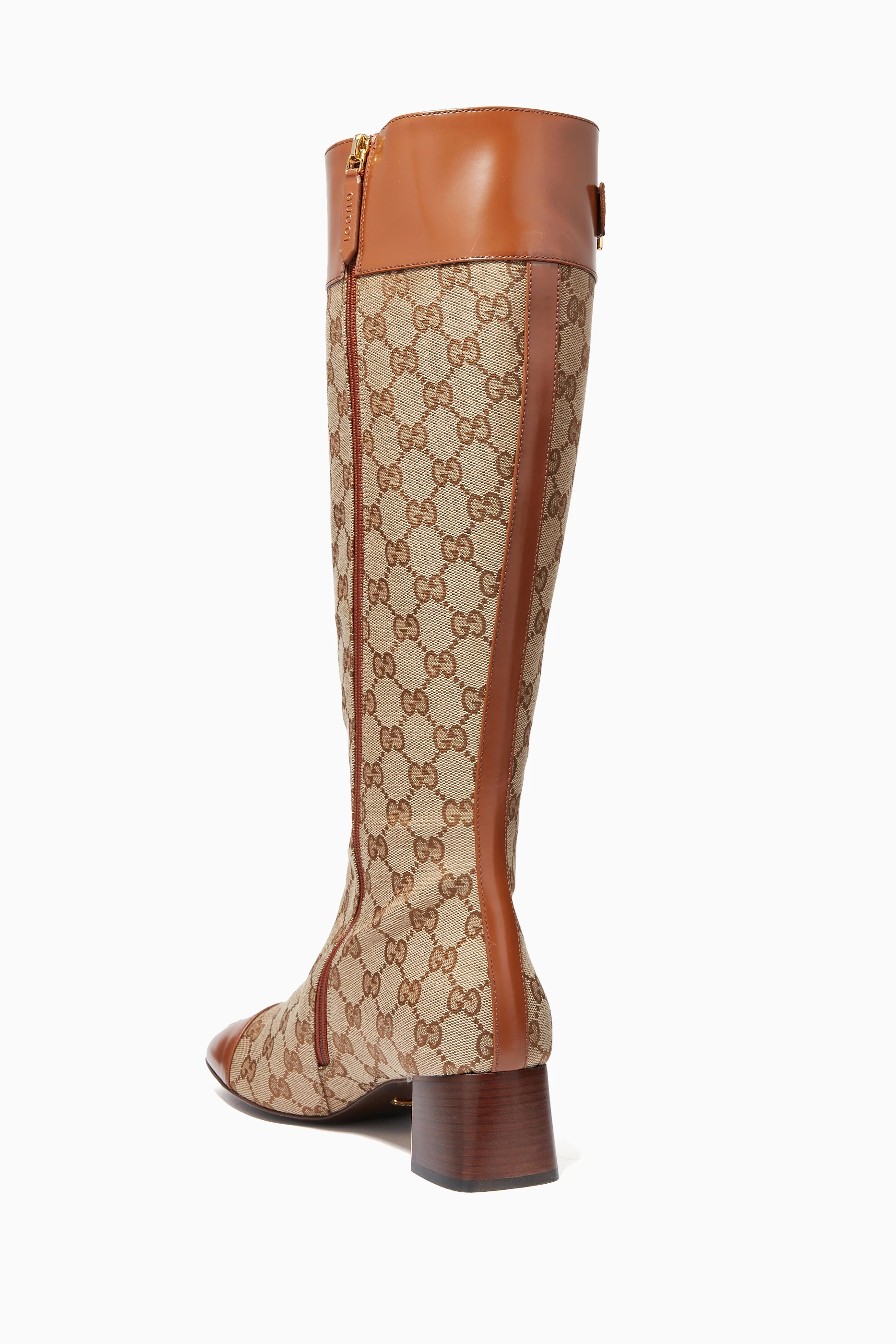 Buy Gucci Neutral Knee Boots in GG Supreme Canvas For Women Online Ounass UAE