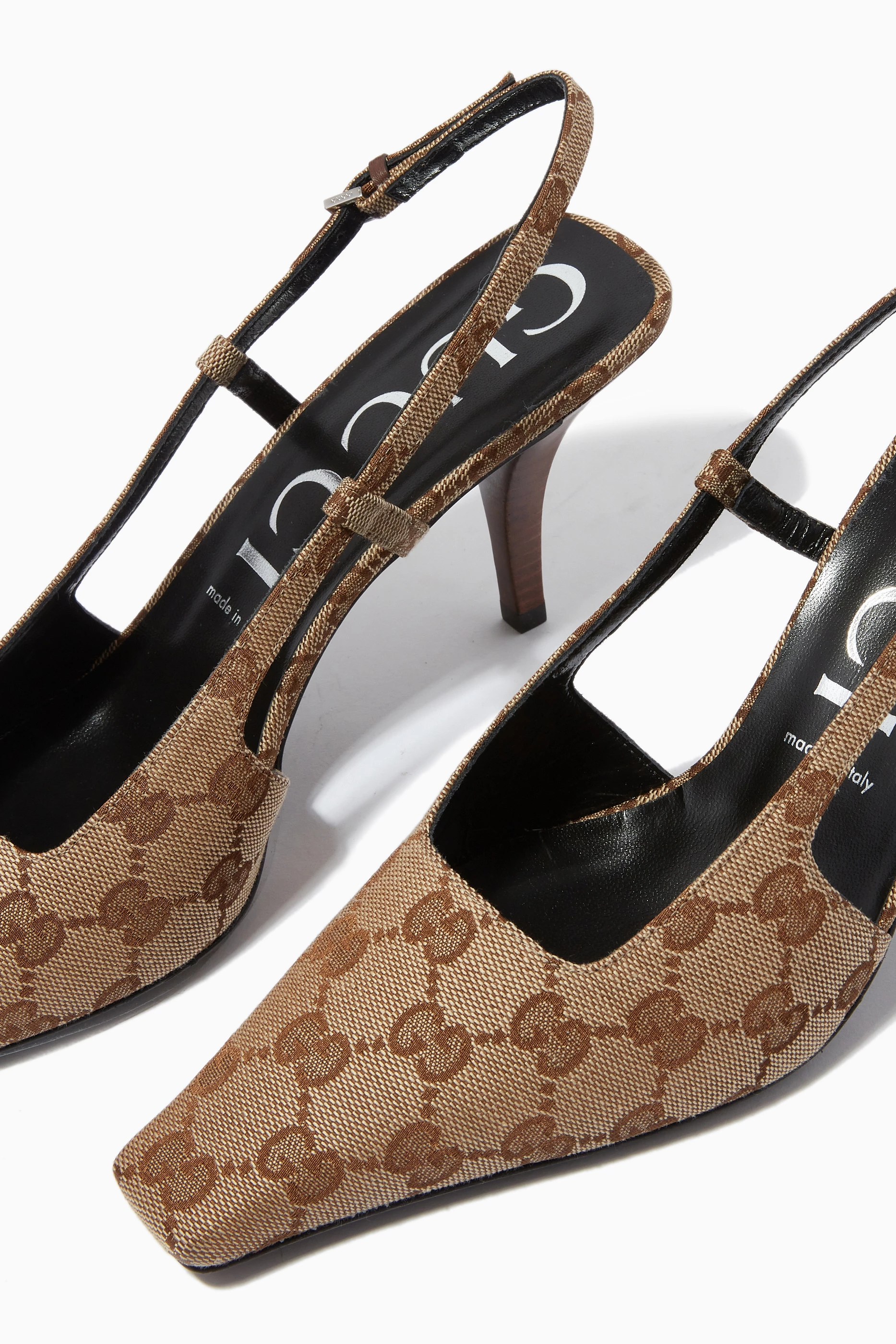 Buy Gucci Neutral Monogram 75 Slingback Pumps in GG Canvas For Women Online Ounass UAE