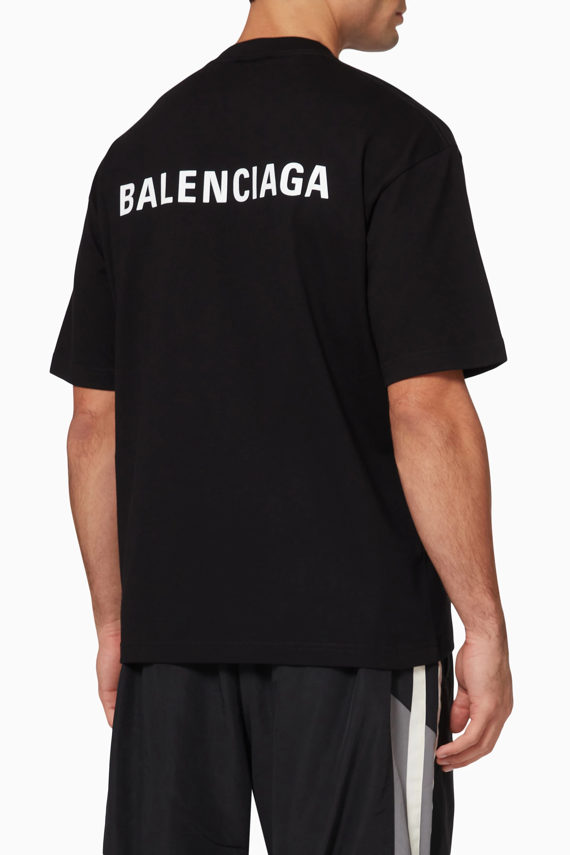 Buy Balenciaga Black Logo Medium Fit T-shirt in Cotton Jersey For 