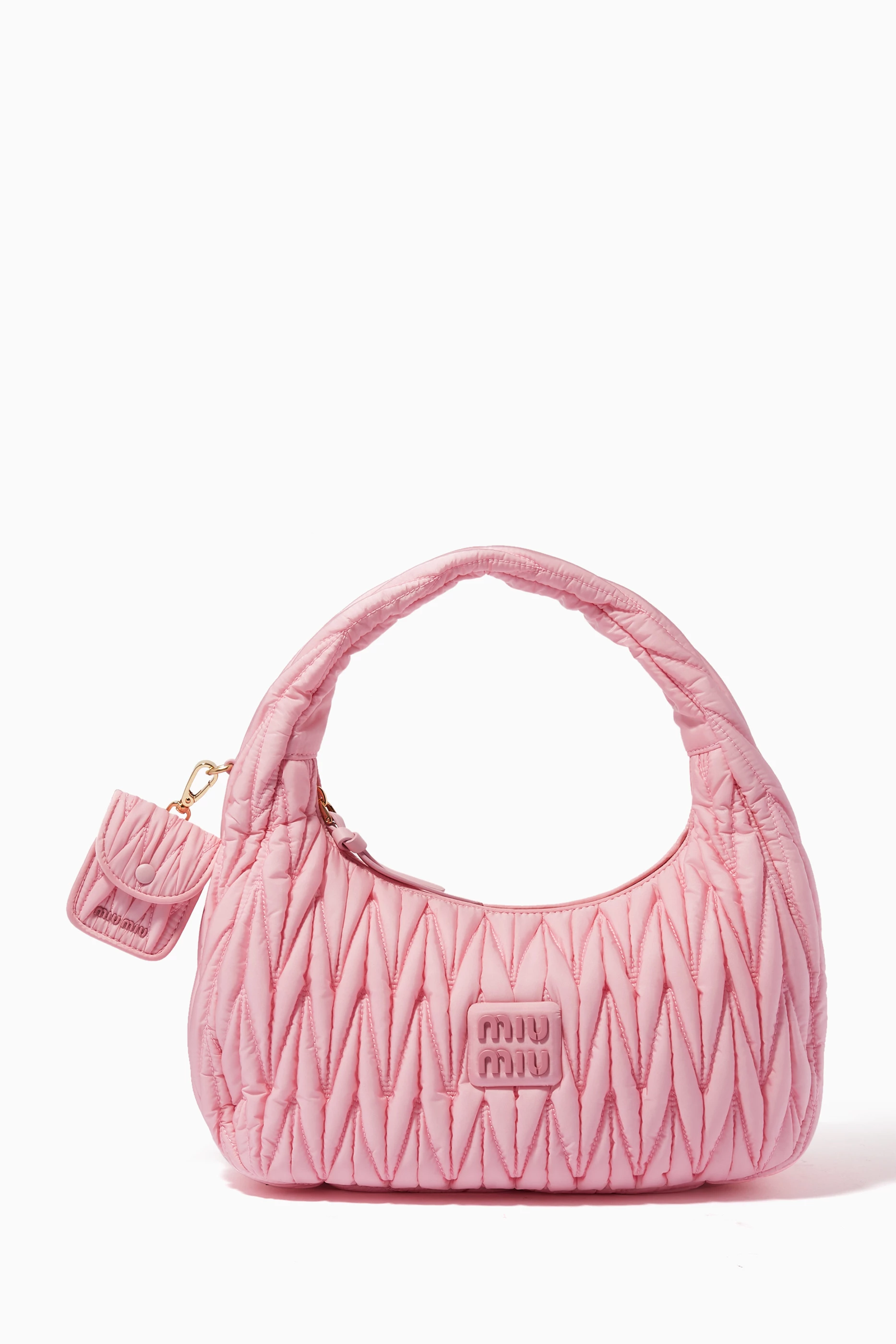 Buy Miu Miu Pink Miu Wander Shoulder Bag in Matelassé Regenerated