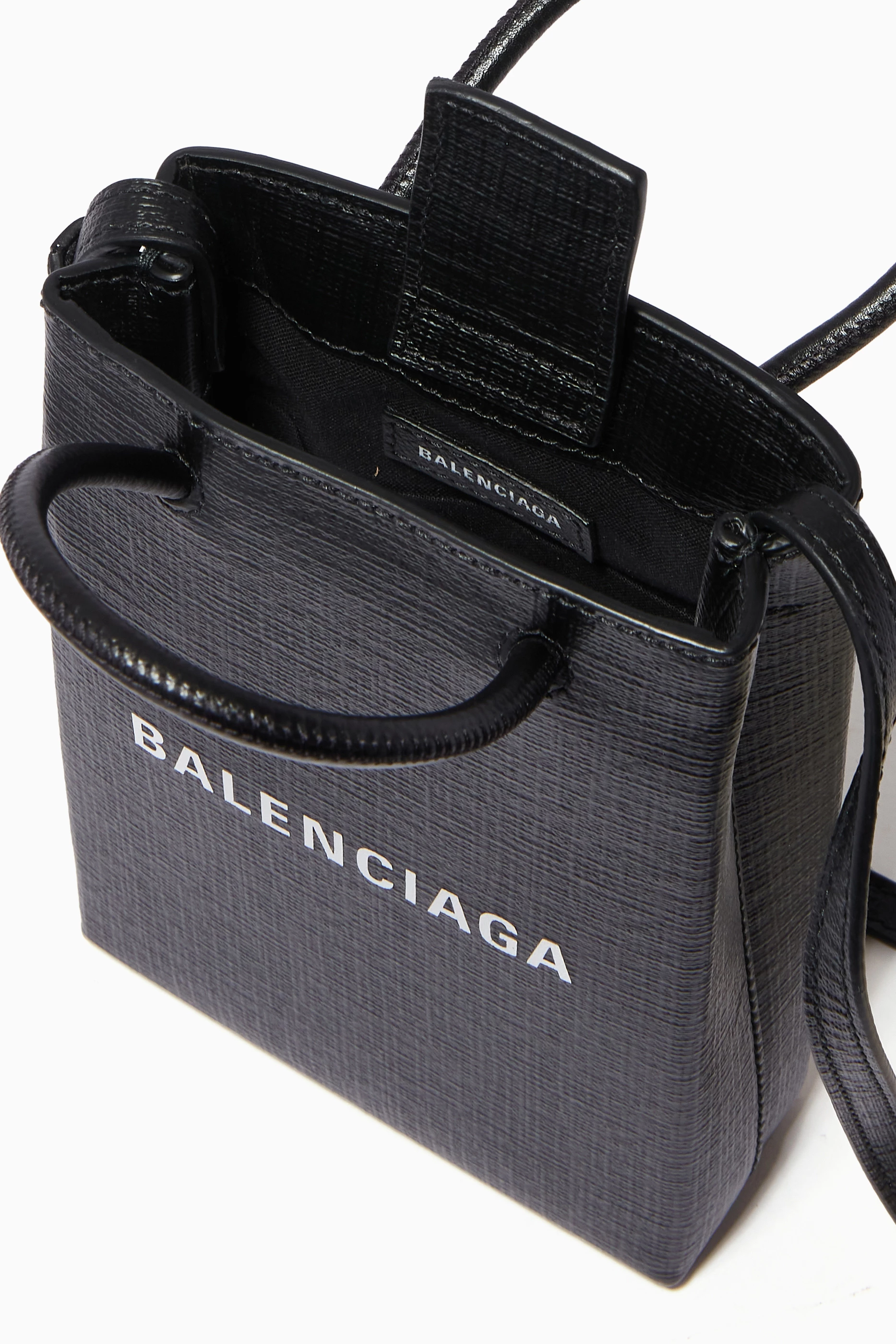 ◆BALENCIAGA 最新作◆Shopping Phone Holder バッグ/Black◆ Shopping Phone Holder Bag in Black Balenciaga