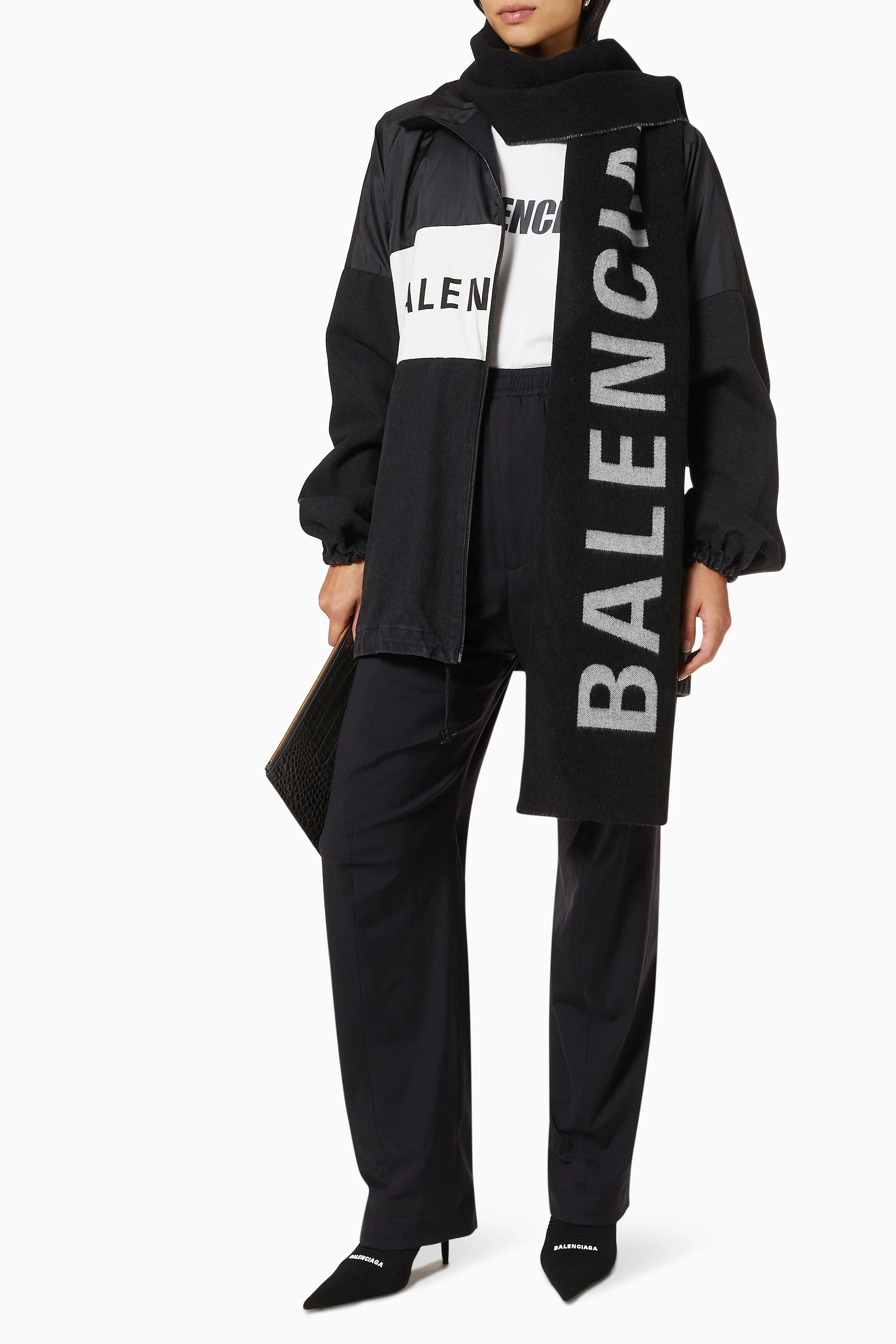 Balenciaga nylon logo denim jacket outlet