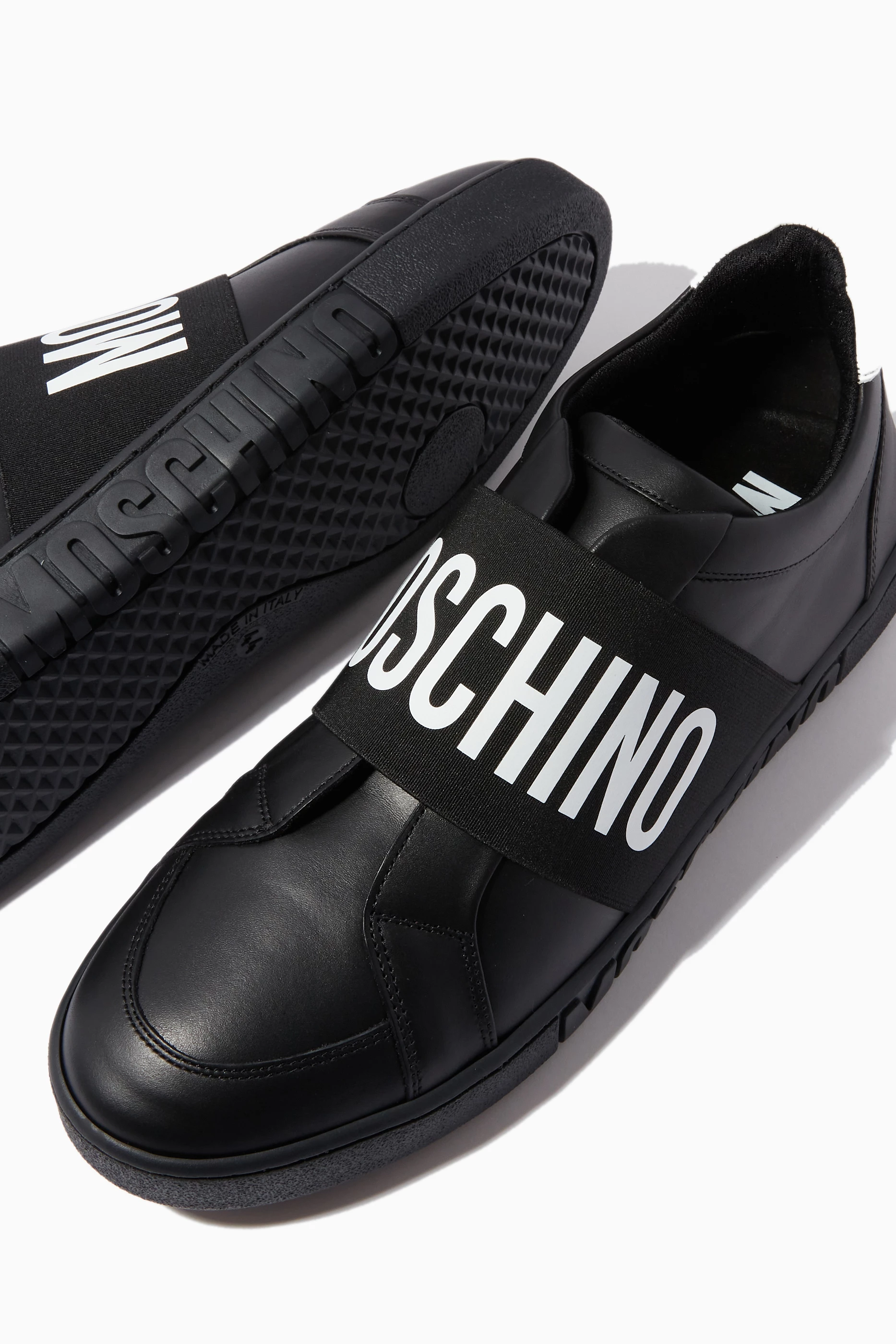 Buy Moschino Black Logo Sneakers in Leather For Men Online Ounass UAE