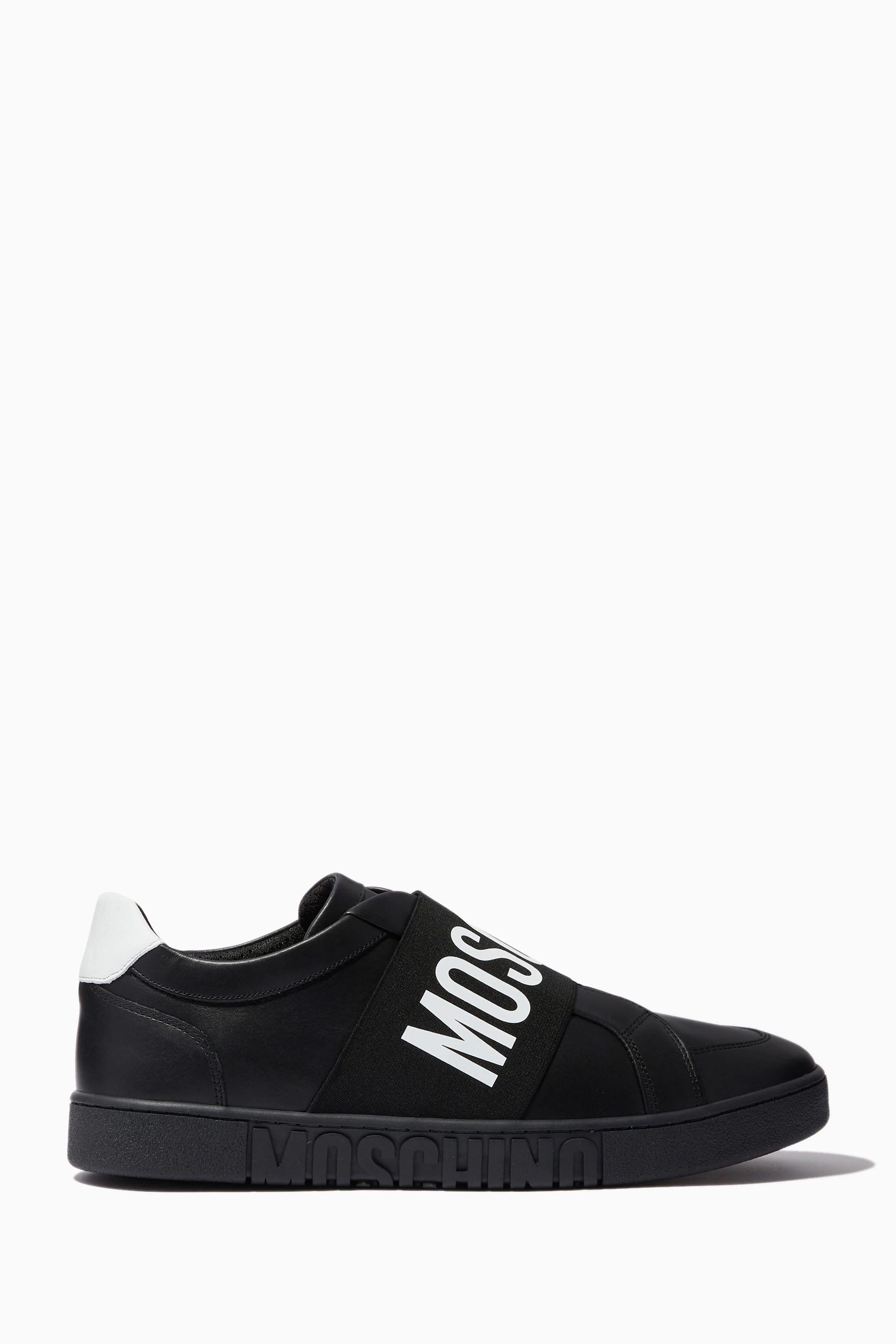 Buy Moschino Black Logo Sneakers in Leather For Men Online Ounass UAE