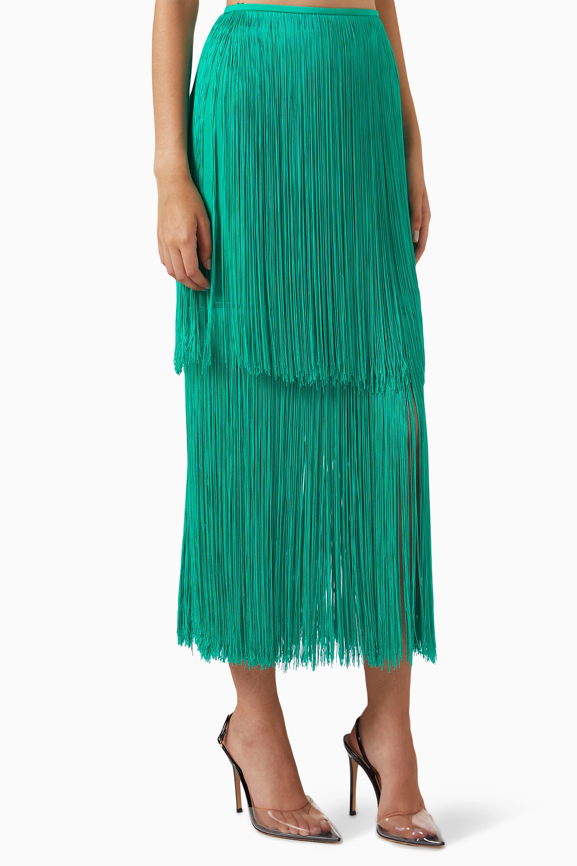 Emerald fringe skirt top