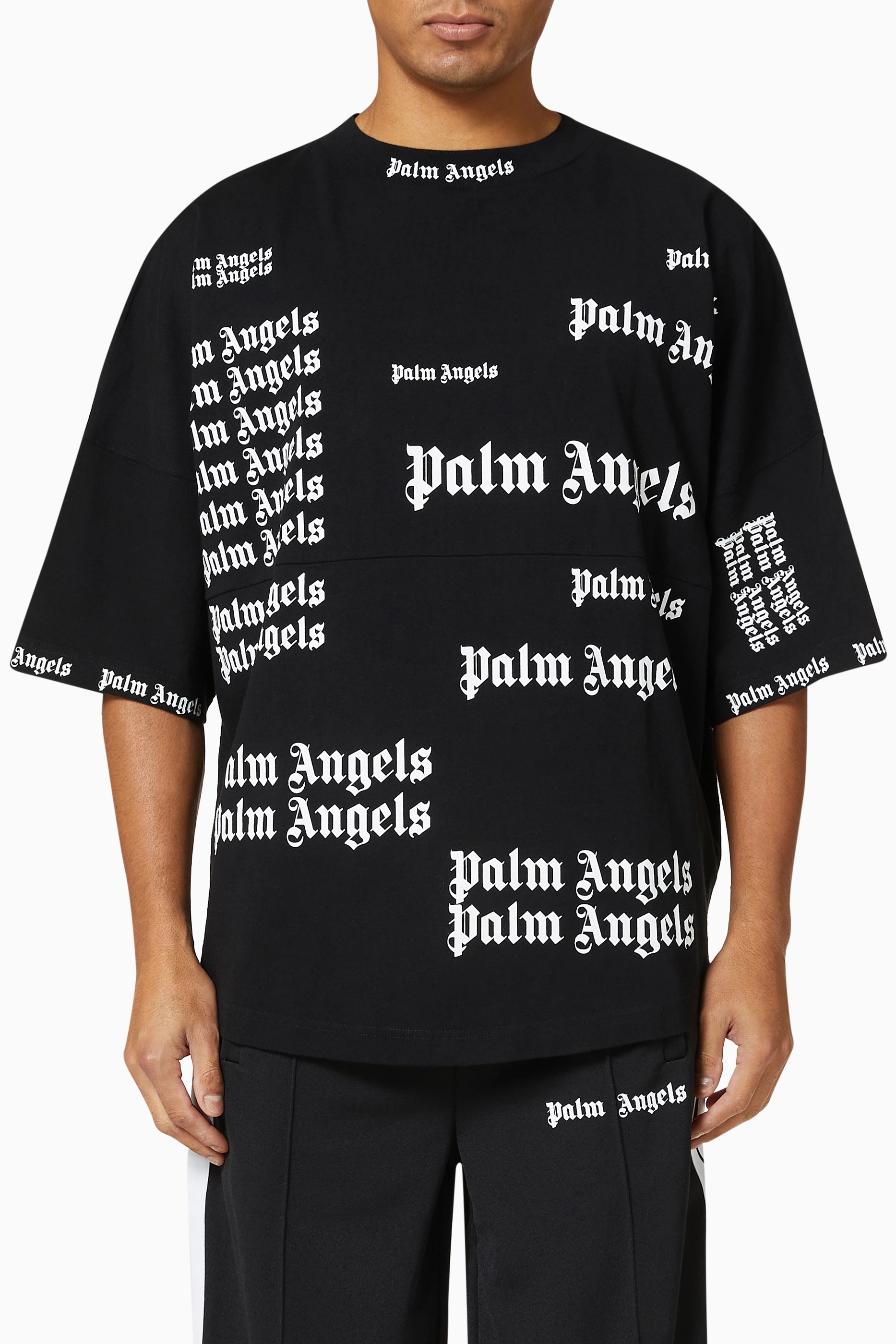 Palm angels ULTRA LOGO Tシャツ 半袖 クルーネック 黒 PALM ANGELS Ultra Logo T-Shirt | SportsDirect.com USA
