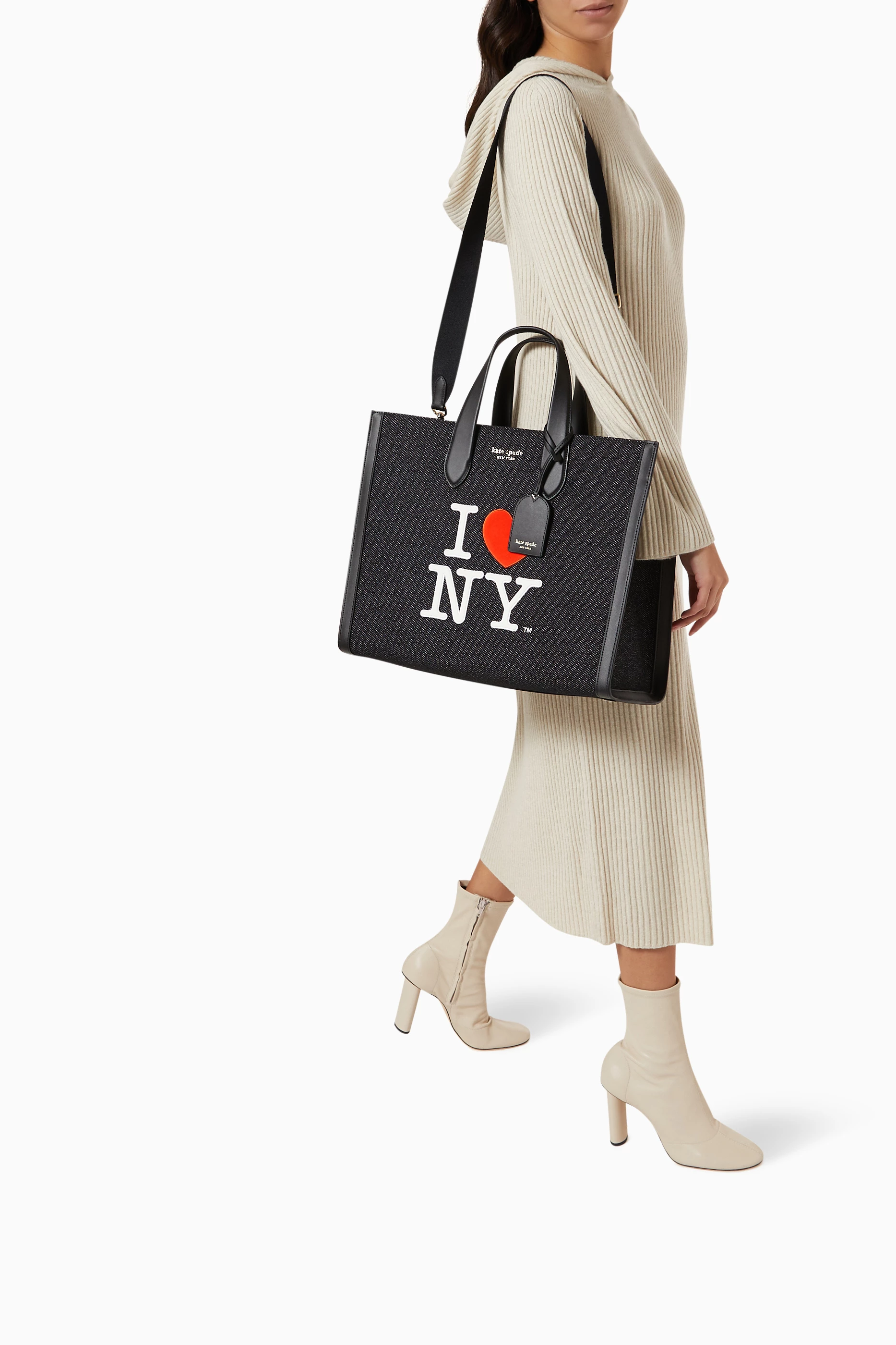 トートバッグ Kate Spade I Love NY X Embellished Manhattan Tote KE161 I Love Ny X Kate Spade New York Embellished Manhattan Small